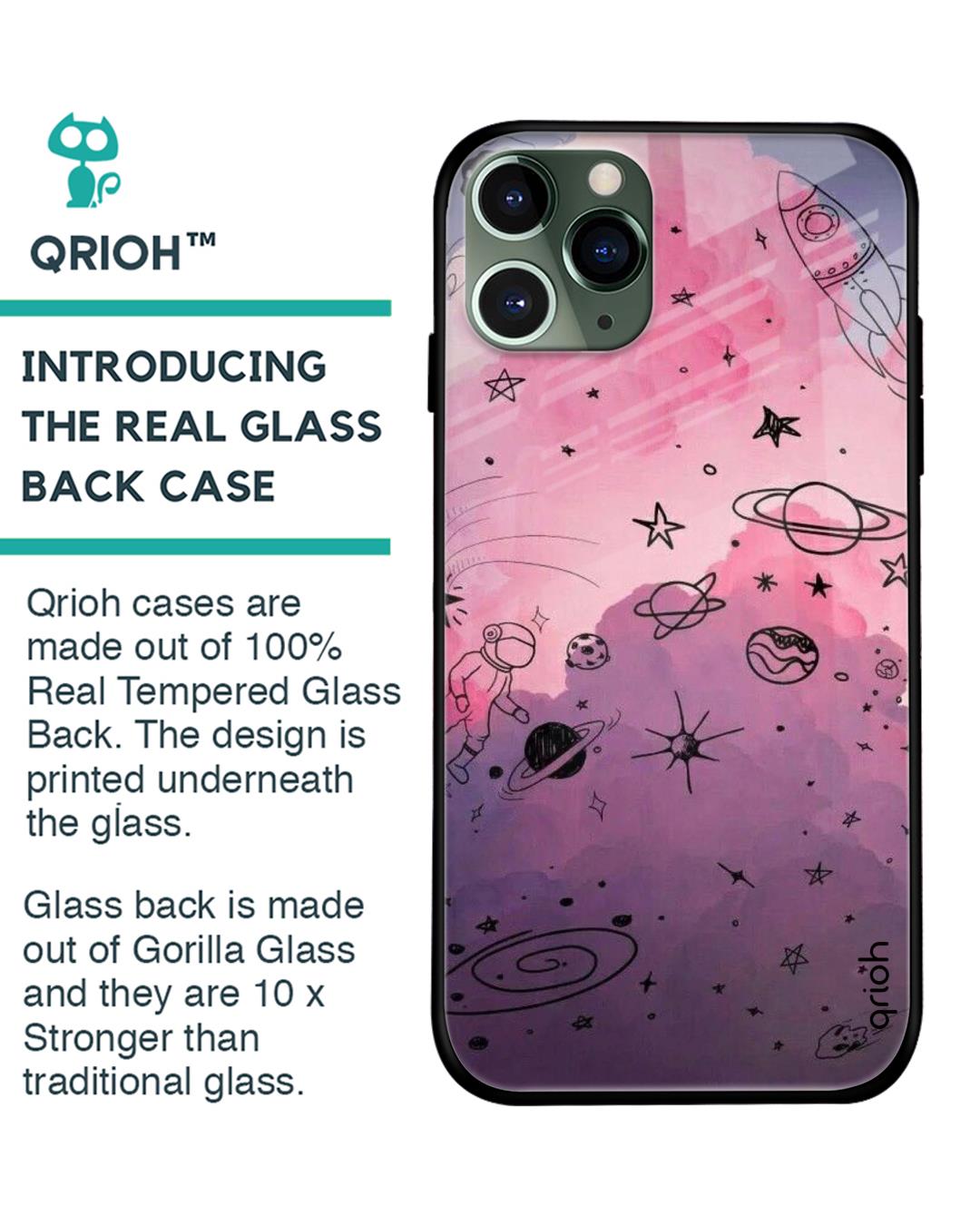 Shop Iphone 11 Pro Max Space Doodles Glass Case-Back