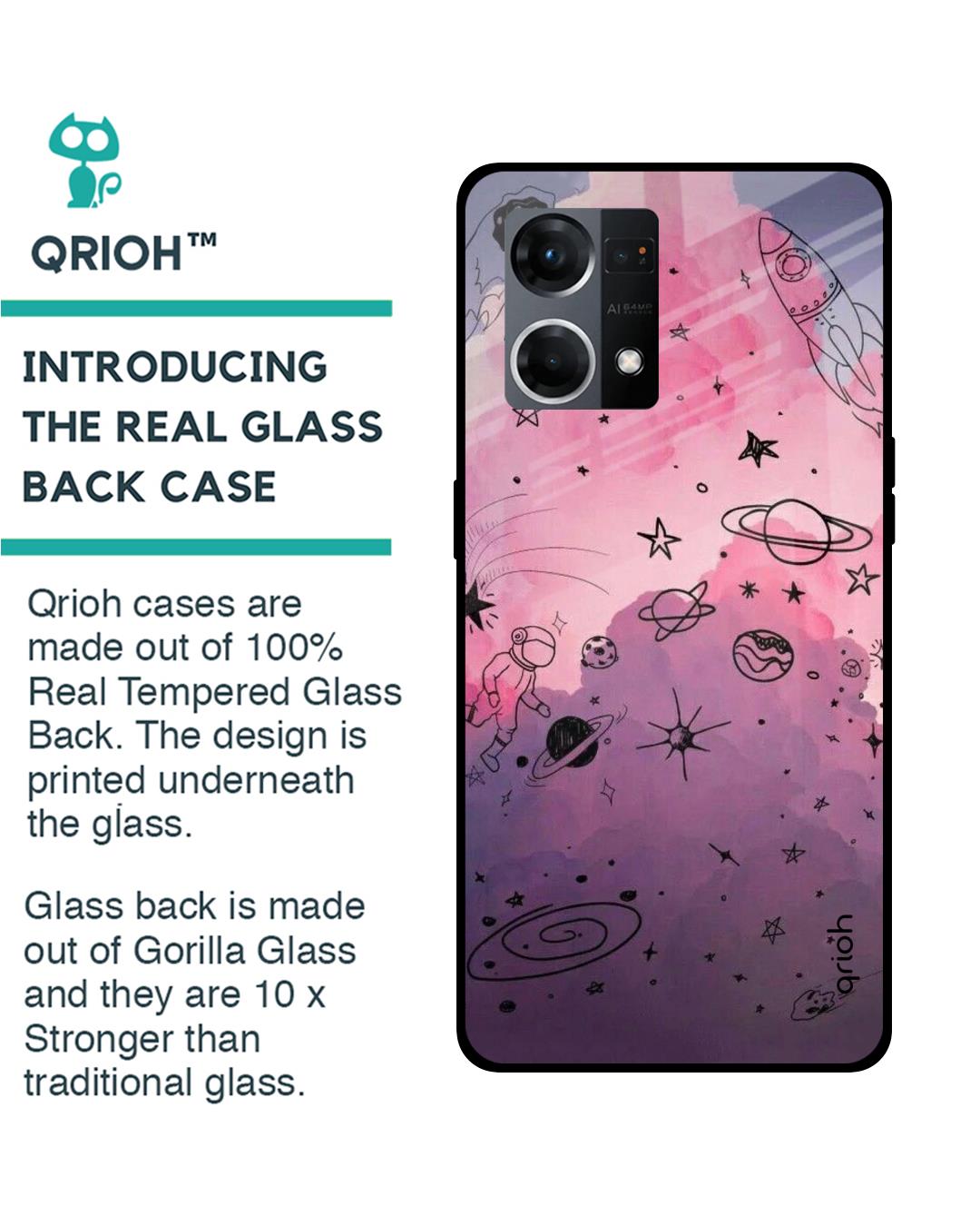 Shop Space Doodles Premium Glass Case for Oppo F21s Pro (Shock Proof, Scratch Resistant)-Back