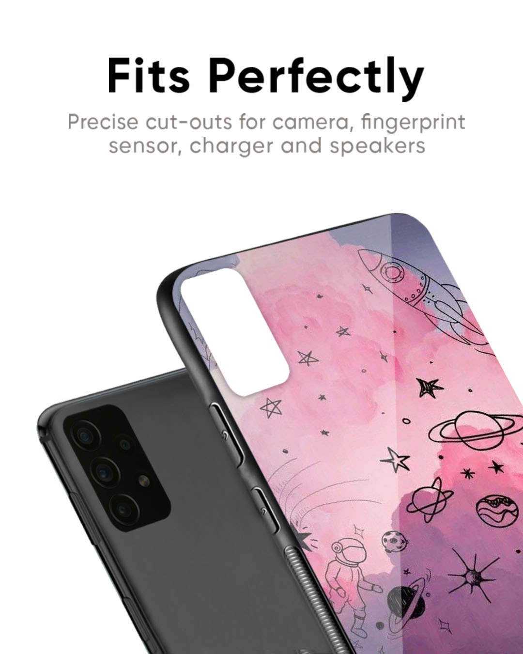 Shop Space Doodles Premium Glass Case for Oppo Reno8T 5G (Shock Proof, Scratch Resistant)-Back