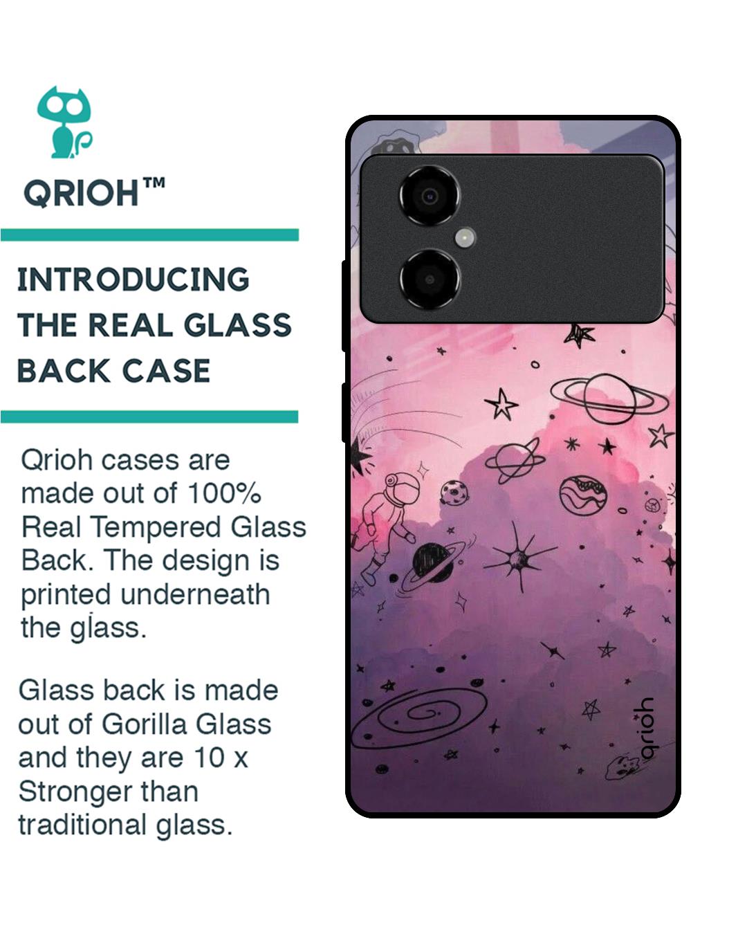 Shop Space Doodles Premium Glass Case for Poco M4 5G (Shock Proof, Scratch Resistant)-Back