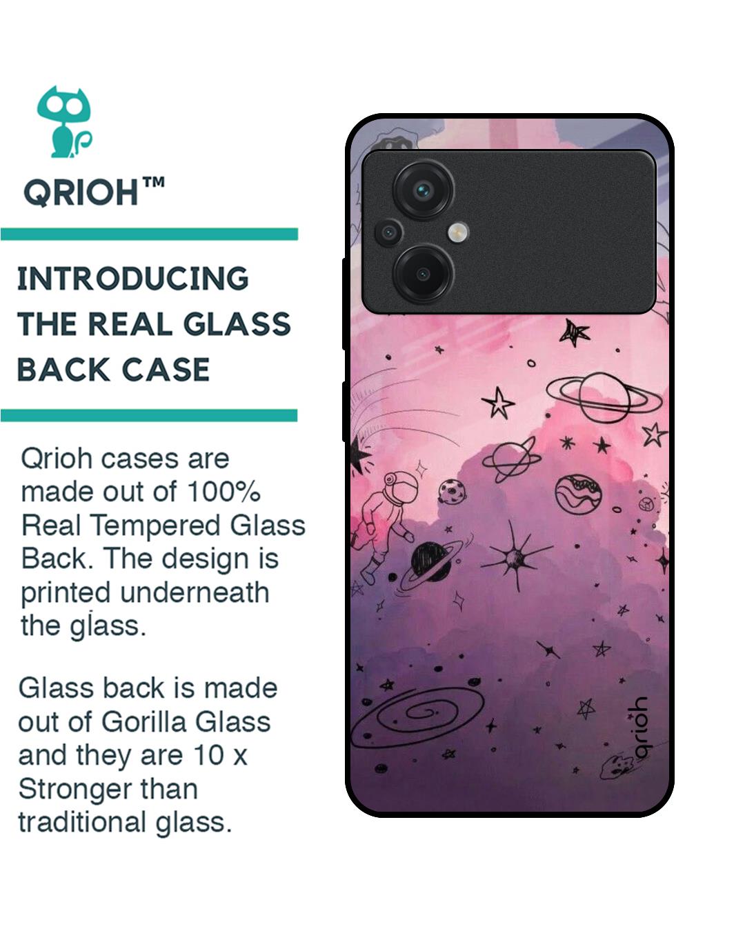 Shop Space Doodles Premium Glass Case for Poco M5 (Shock Proof, Scratch Resistant)-Back