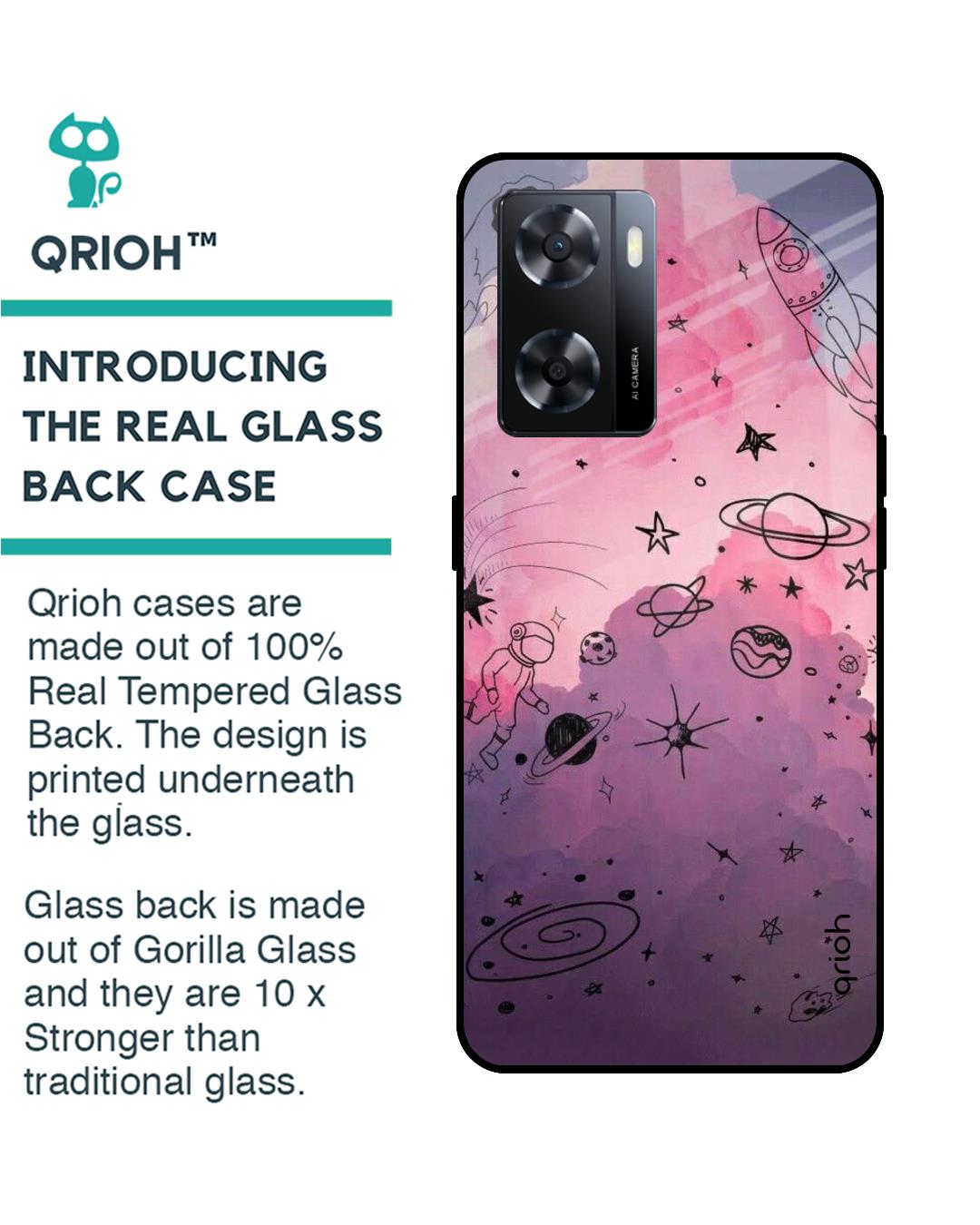 Shop Space Doodles Printed Premium Glass Case for OPPO A77s (Shock Proof,Scratch Resistant)-Back