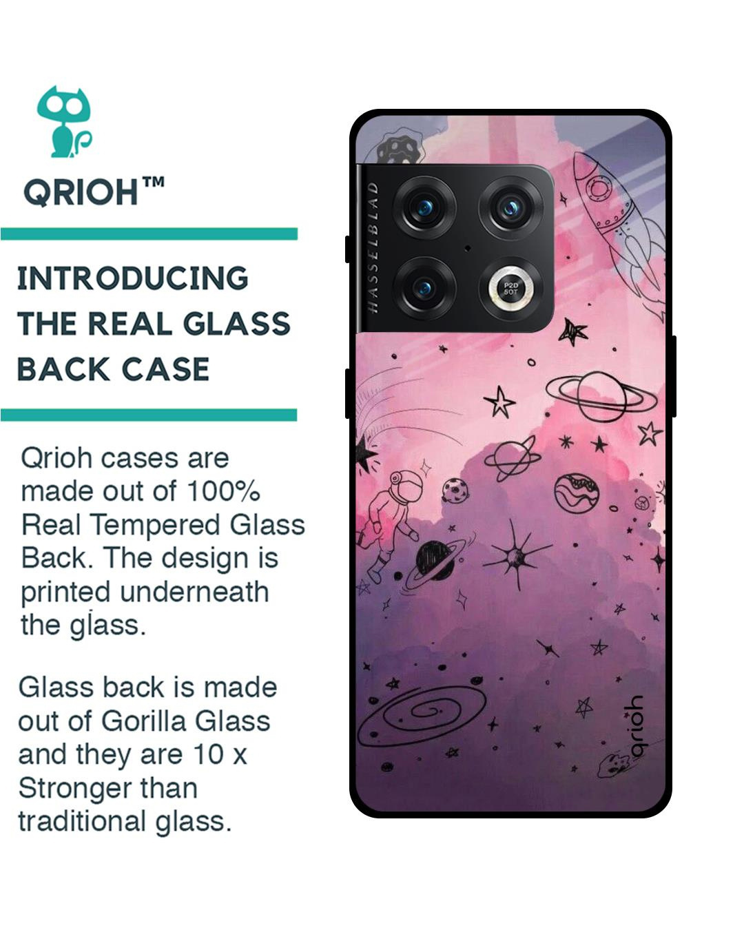 Shop Space Doodles Printed Premium Glass Cover for OnePlus 10 Pro (Shock Proof, Lightweight)-Back