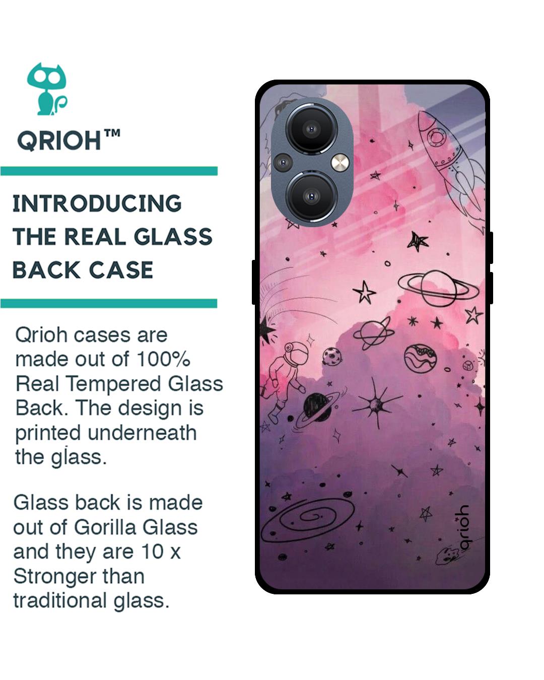 Shop Space Doodles Printed Premium Glass Cover For OnePlus Nord N20 (Shockproof, Light Weight)-Back