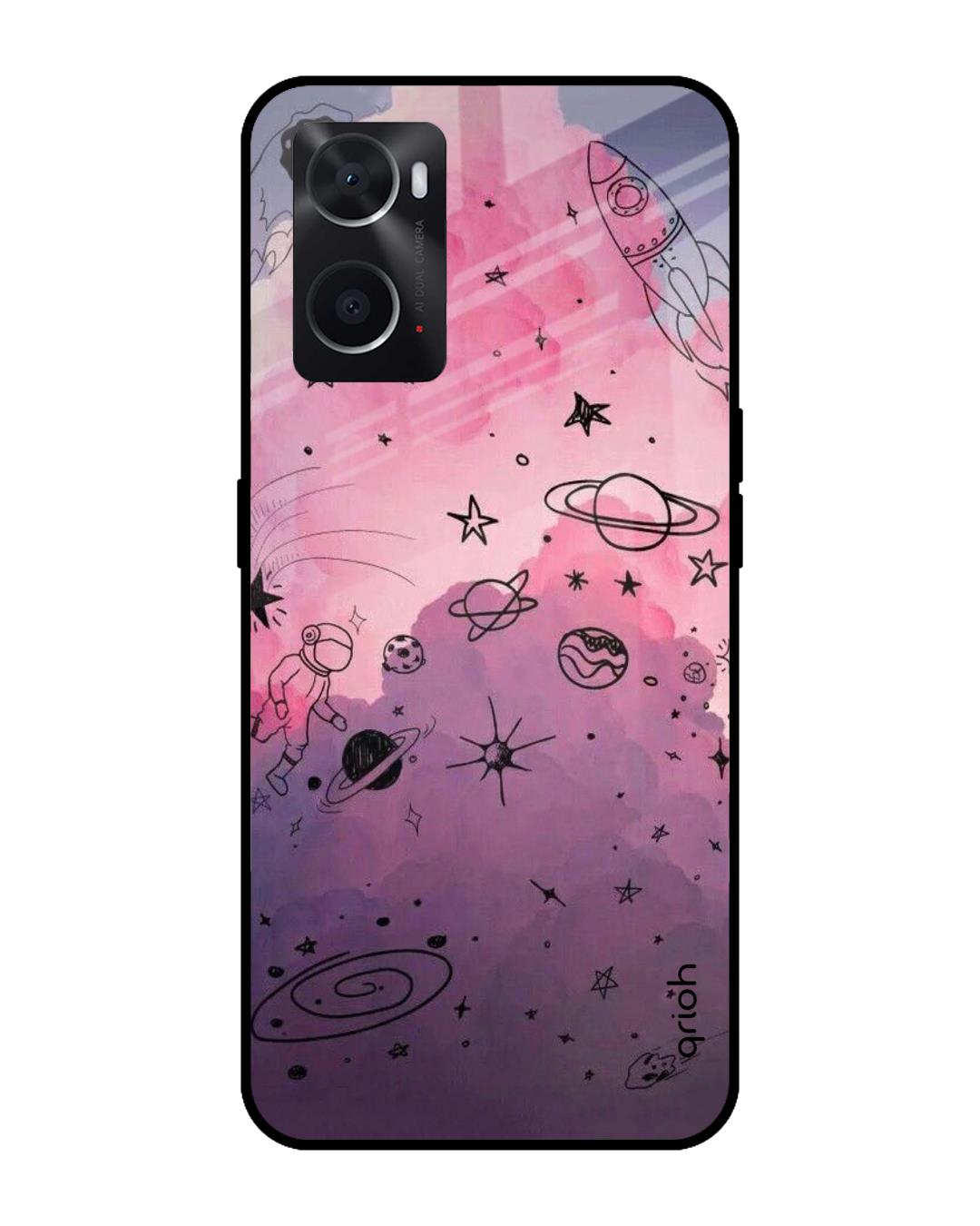 Buy Space Doodles Printed Premium Glass Cover for Oppo A36 (Shockproof