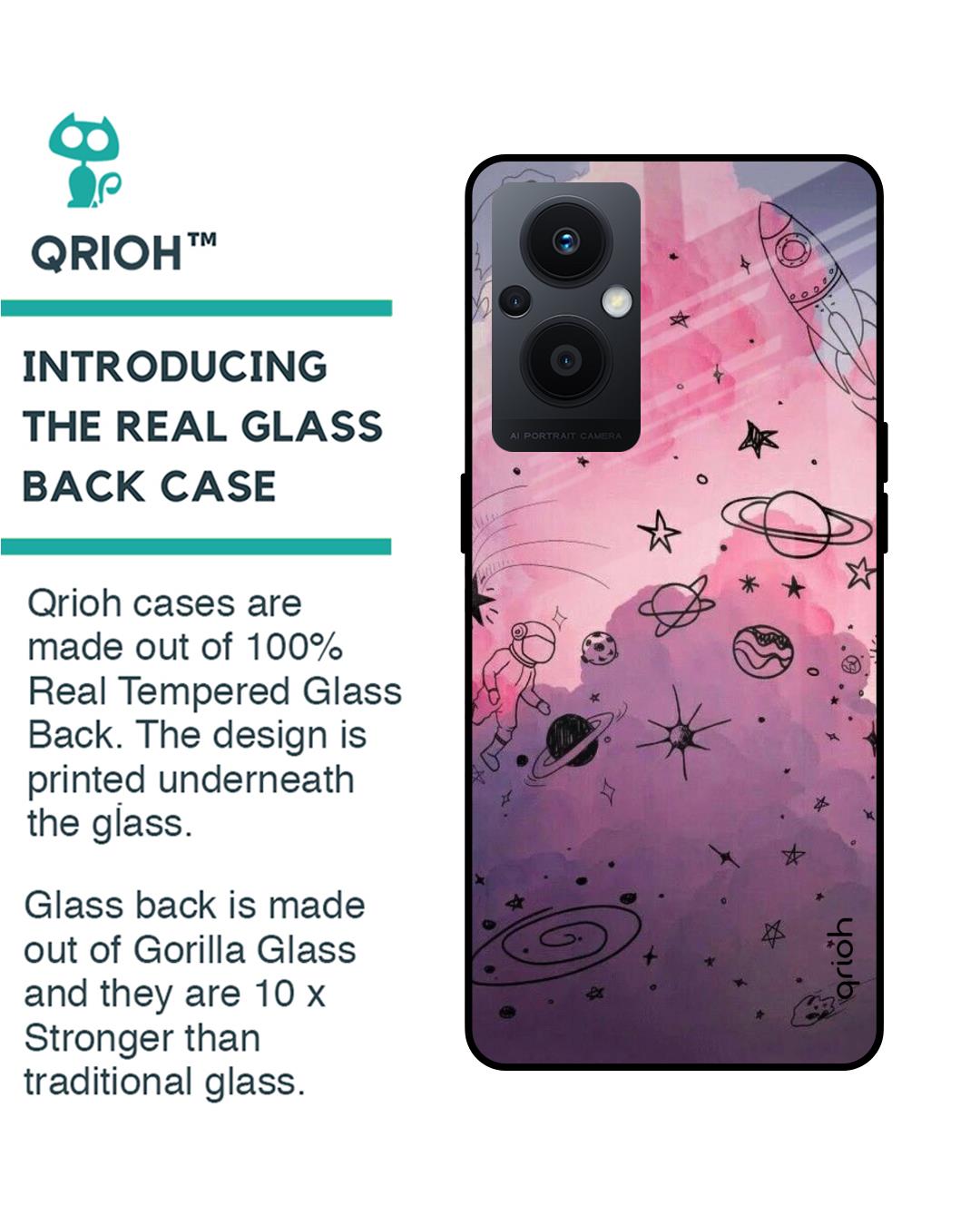 Shop Space Doodles Printed Premium Glass Cover for OPPO F21 Pro 5G (Shockproof, Light Weight)-Back