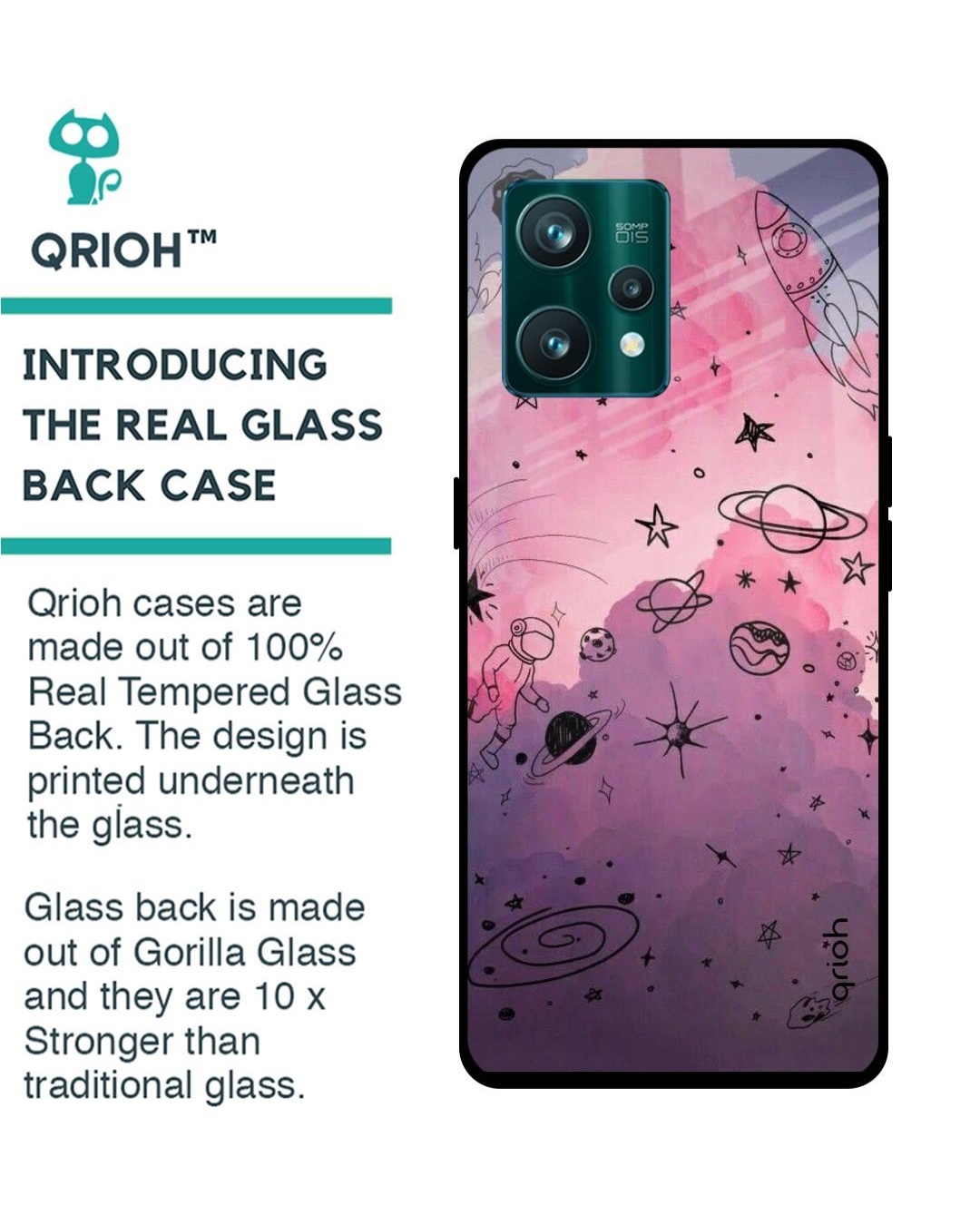 Shop Space Doodles Printed Premium Glass Cover For Realme 9 Pro 5G (Shockproof, Light Weight)-Back