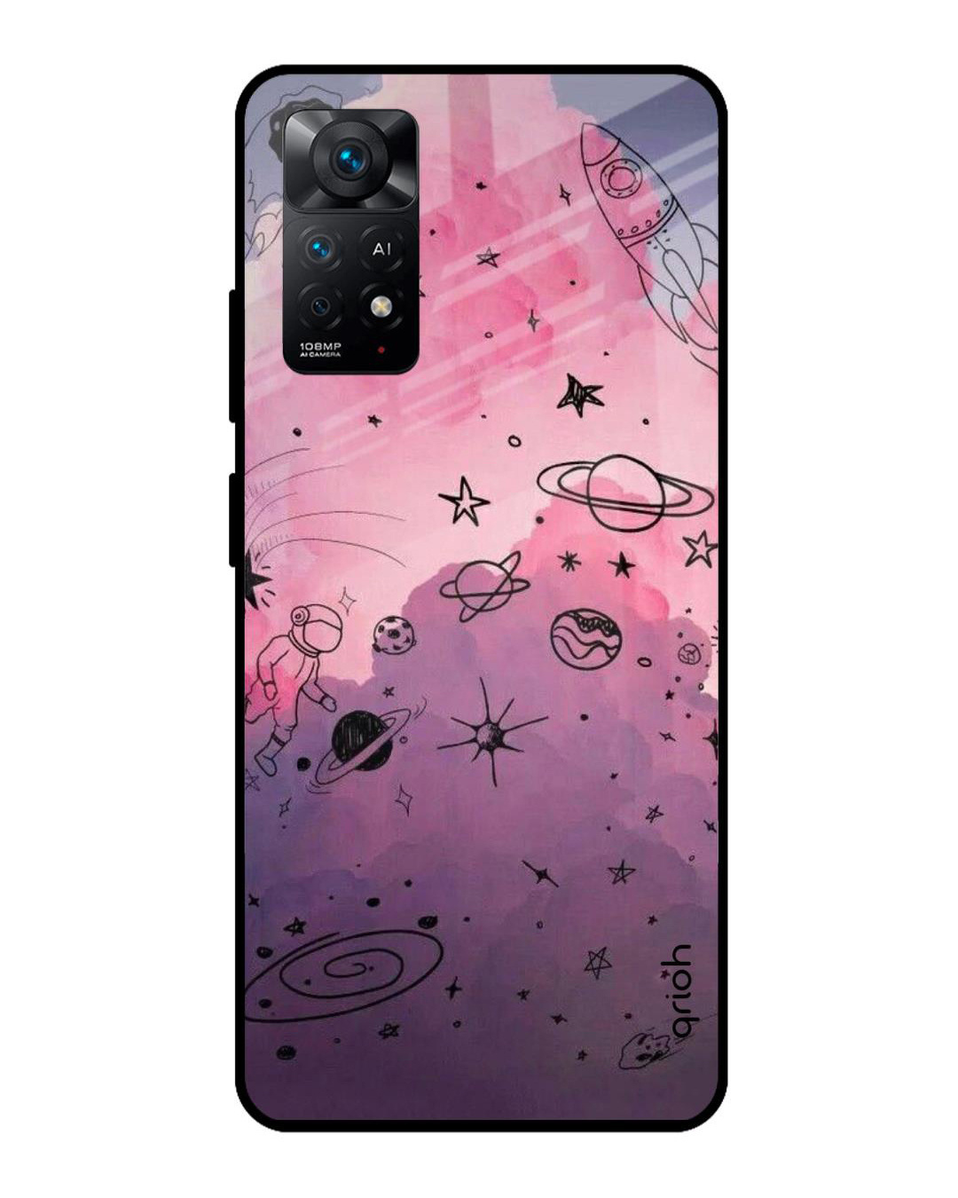 Shop Space Doodles Printed Premium Glass Cover for Redmi Note 11 Pro 5G (Shockproof, Light Weight)-Back