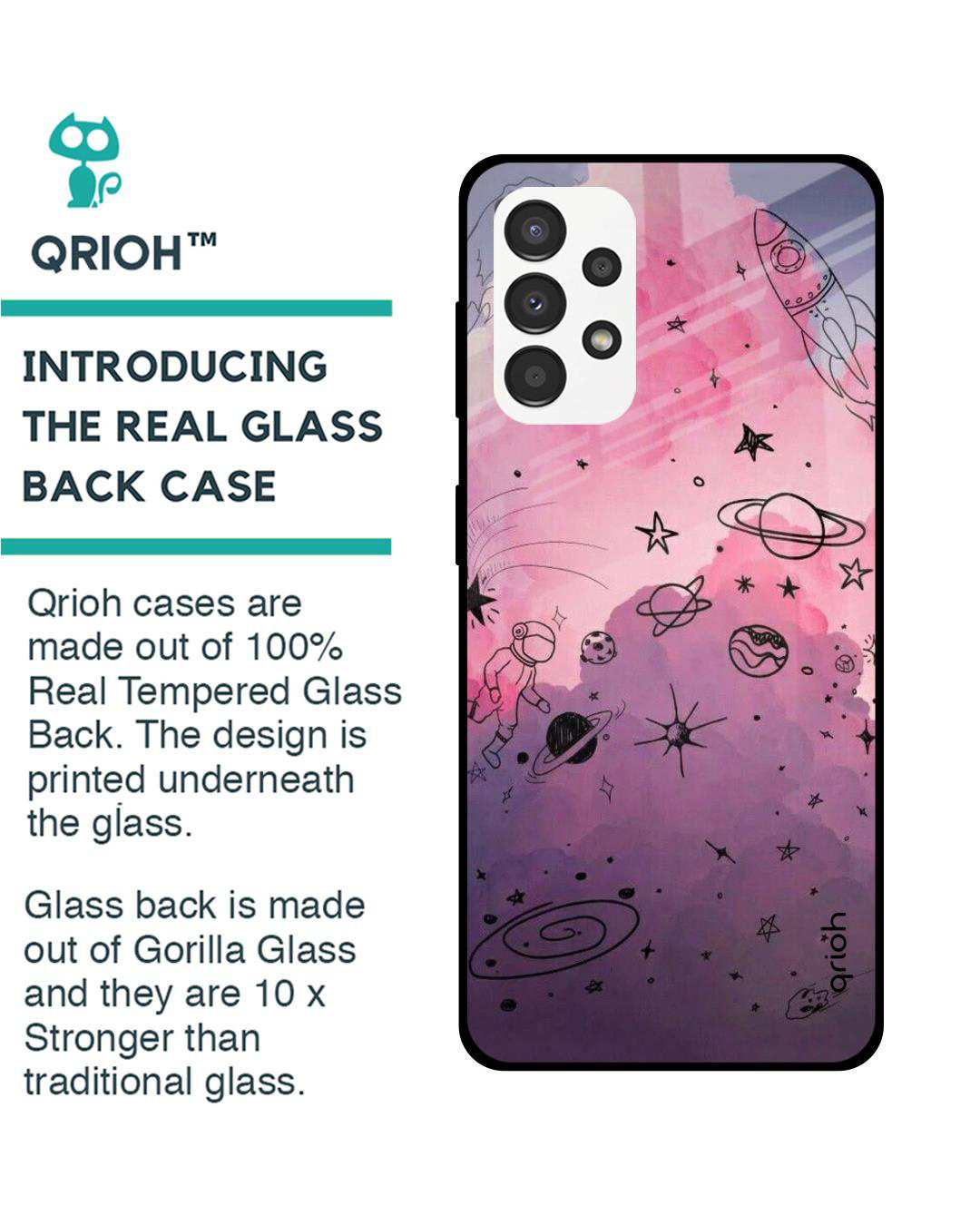 Shop Space Doodles Printed Premium Glass Cover for Samsung Galaxy A13 (Shockproof, Light Weight)-Back