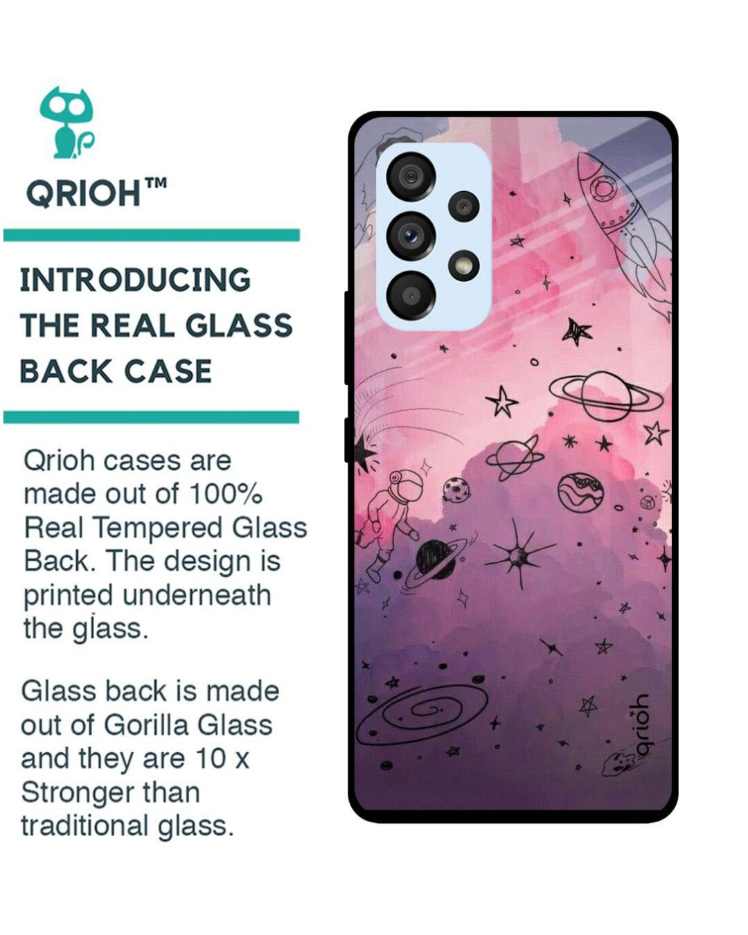 Shop Space Doodles Printed Premium Glass Cover for Samsung Galaxy A53 5G (Shock Proof, Light Weight)-Back