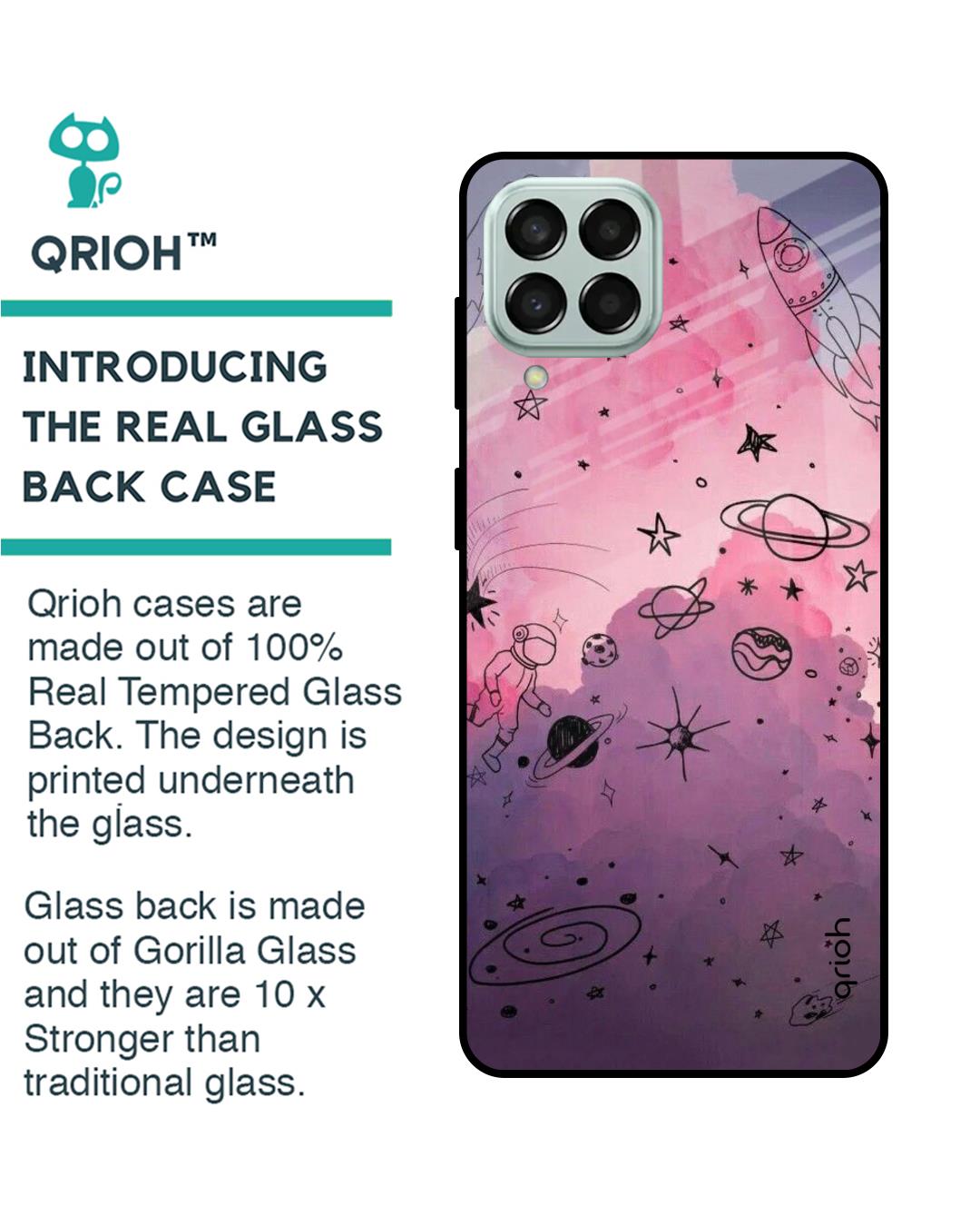 Shop Space Doodles Printed Premium Glass Cover for Samsung Galaxy M53 5G (Shock Proof, Light Weight)-Back