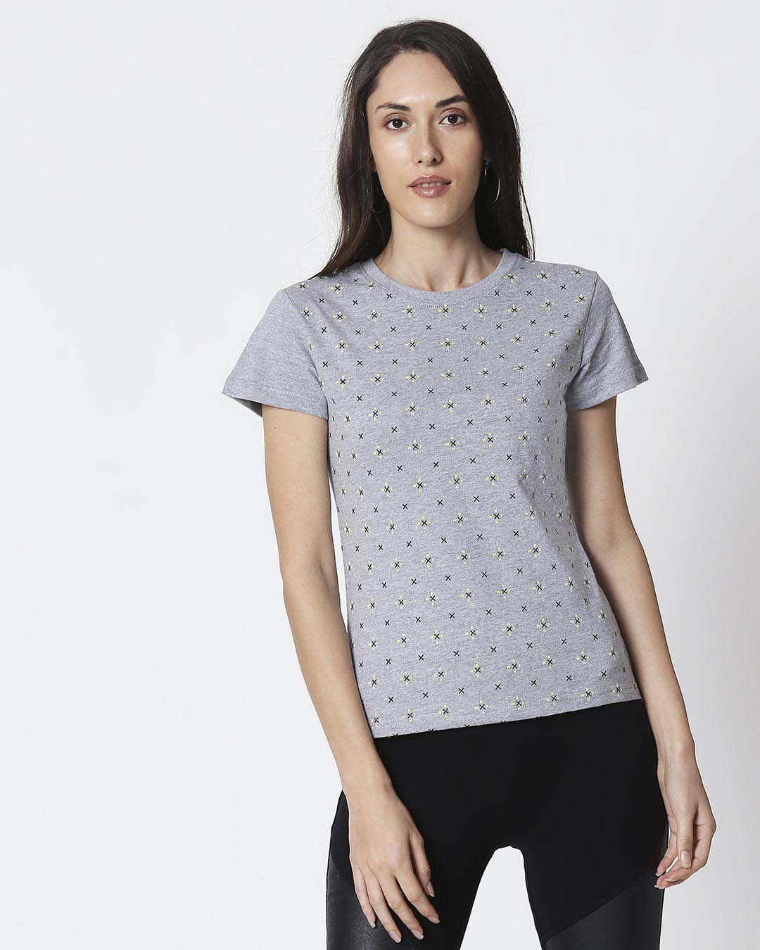 Shop Space Grey Women's Half Sleeve All Over Printed T-Shirt-Back