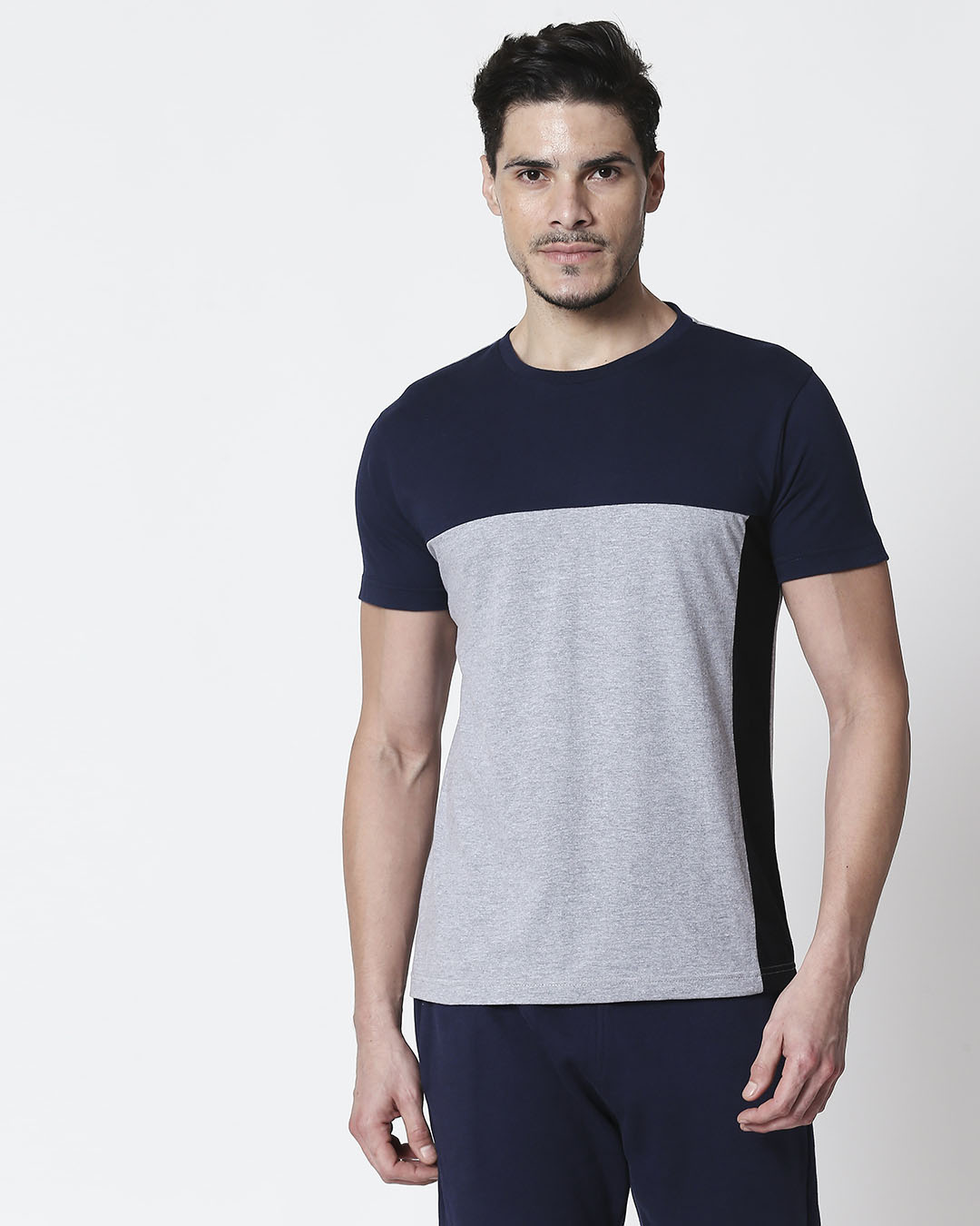 Shop Space Grey Men's Half Sleeve 90's Vibe Three Panel T-Shirt-Back