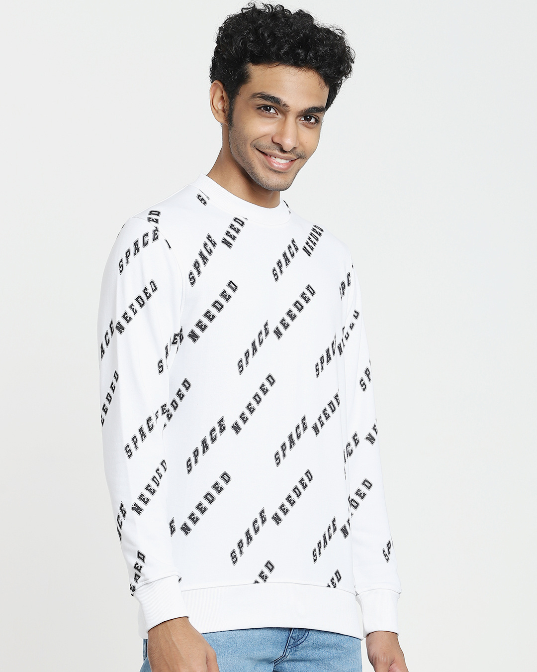 Shop Men's White All Over Printed Sweatshirt-Back