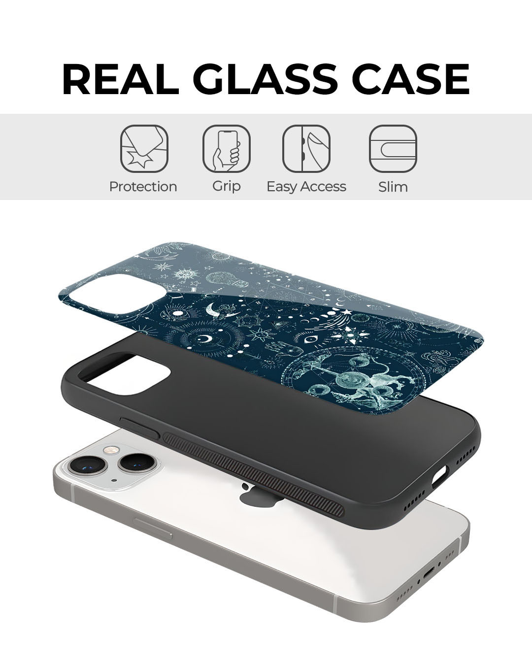 Shop Space Symbols 1 Premium Glass Cover for Realme C53-Back