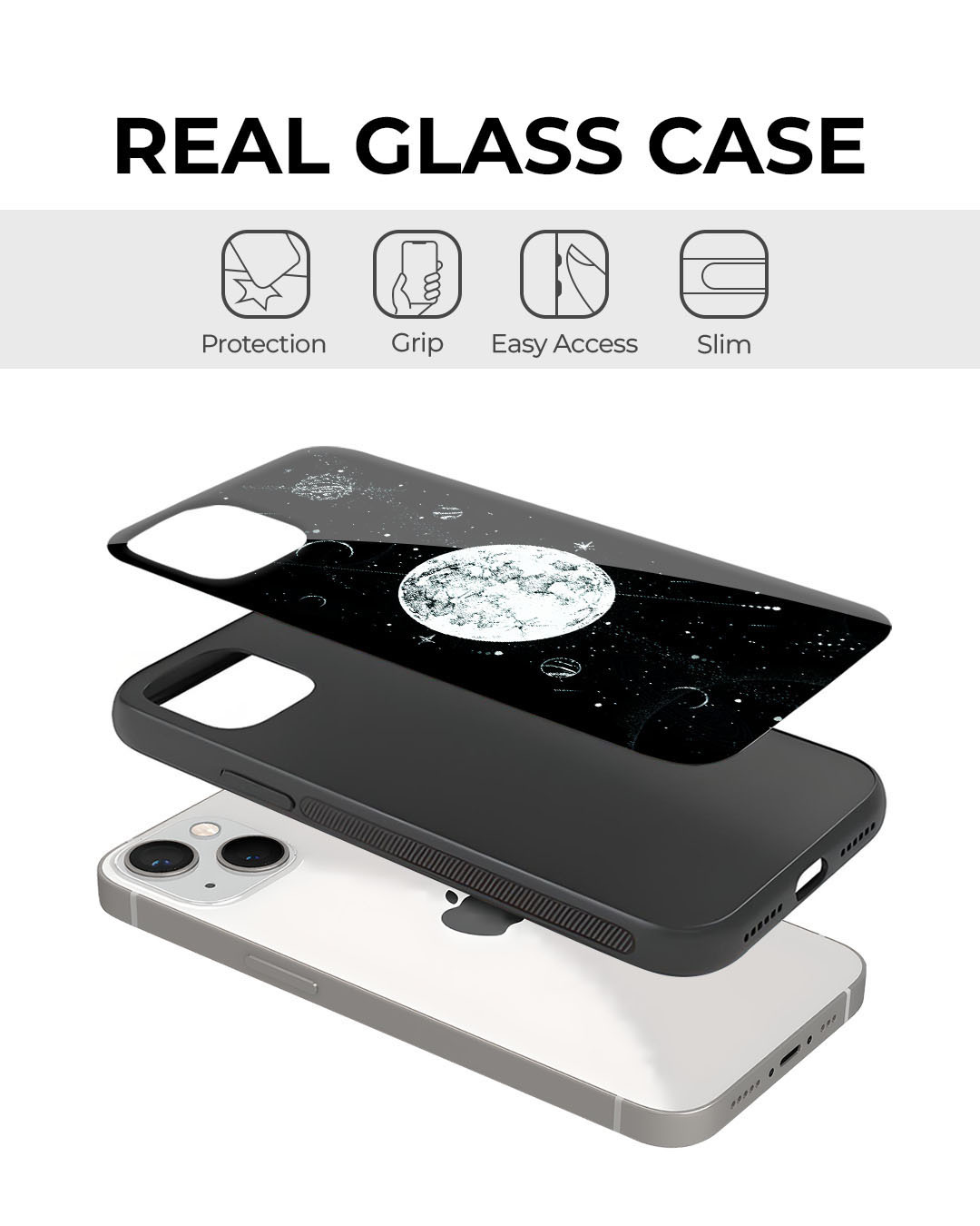 Shop Space Symbols 2 Premium Glass Cover for Apple iPhone 13-Back