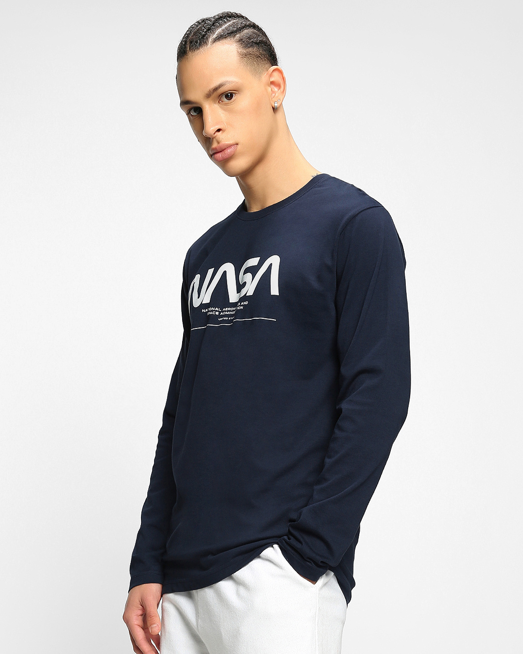 Shop Men's Blue Spaced NASA Typography T-shirt-Back