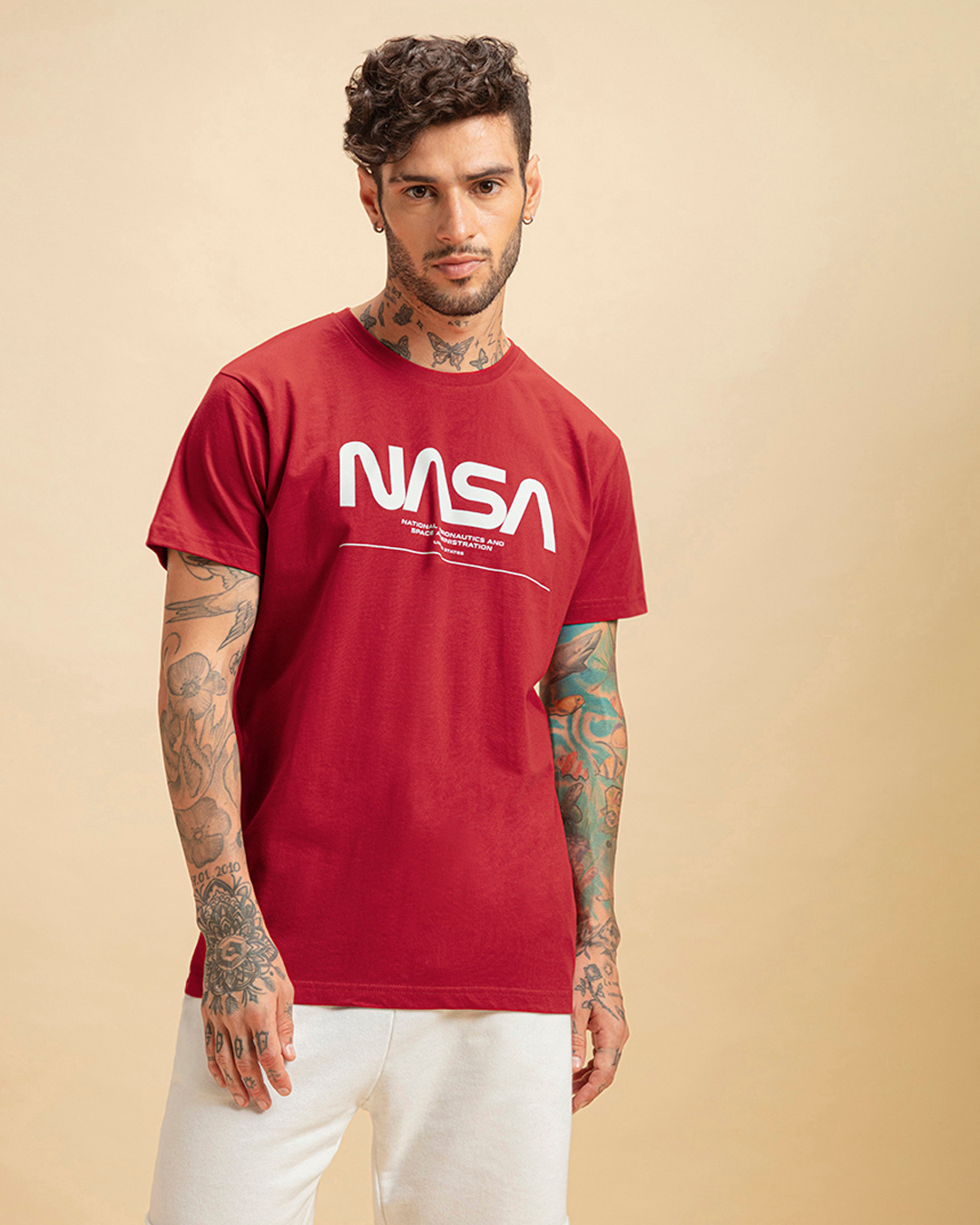 Shop Men's Red Spaced NASA Typography T-shirt-Back