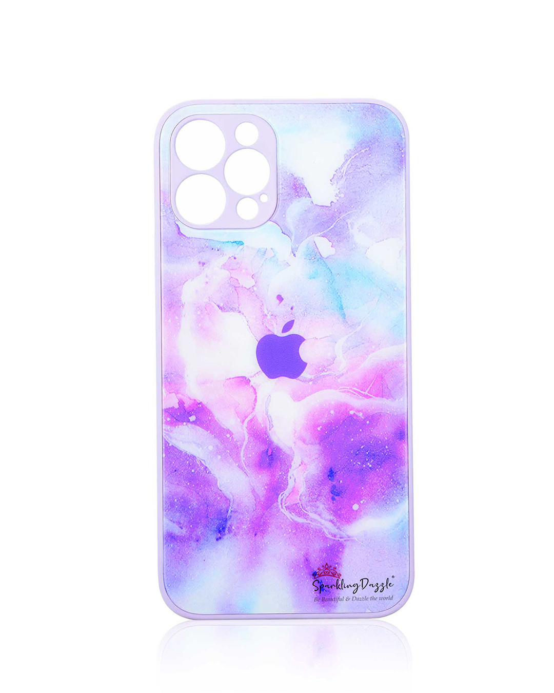 Shop Purple Brush Art Premium Glass Cover For Apple Iphone 12 Pro Max-Back