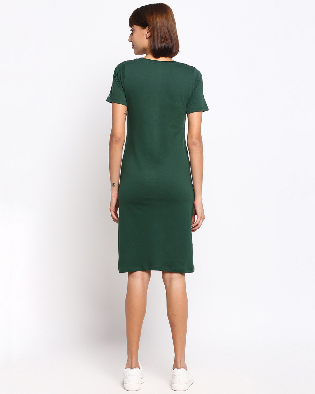 Shop Women's Green Regular Fit T-shirt Dress-Back