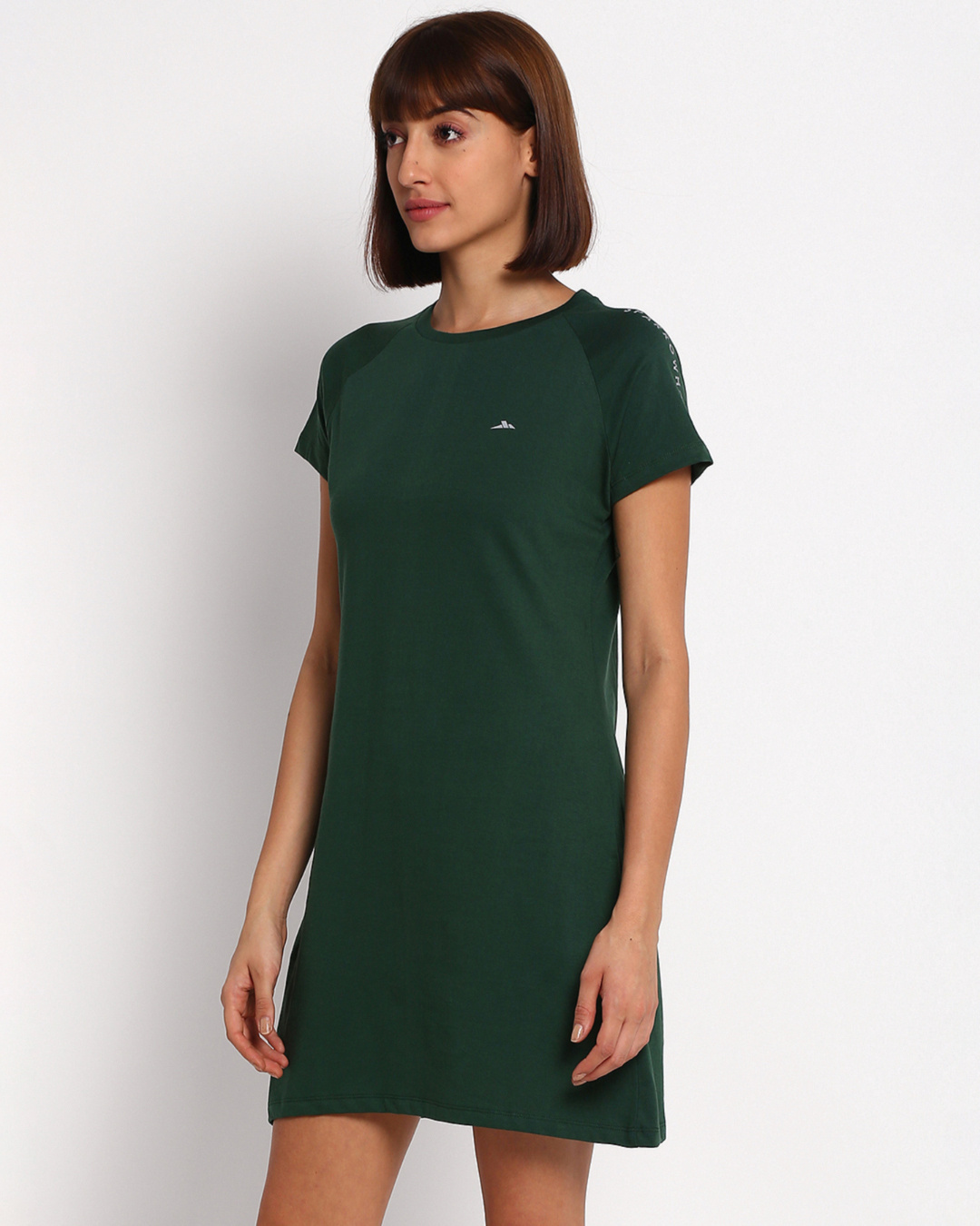 Shop Women's Green Regular Fit T-shirt Dress-Back