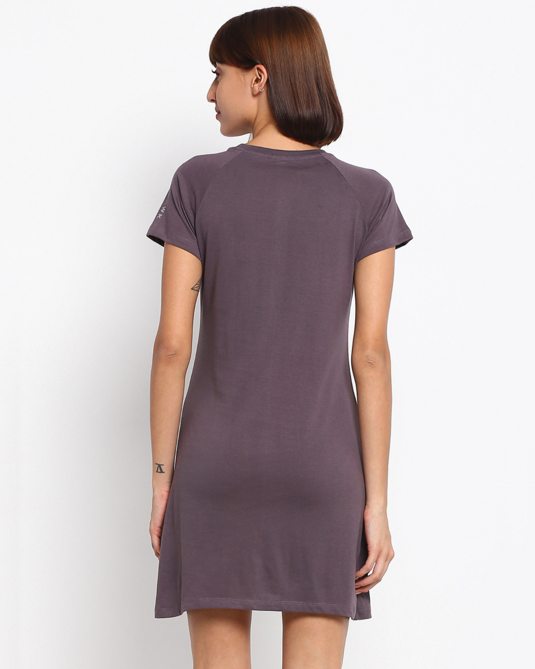 Shop Women's Grey Regular Fit T-shirt Dress-Back