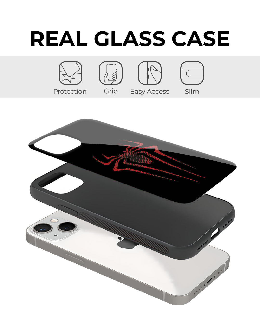 Shop Spider Halftone Premium Glass Cover for Apple iPhone 12-Back