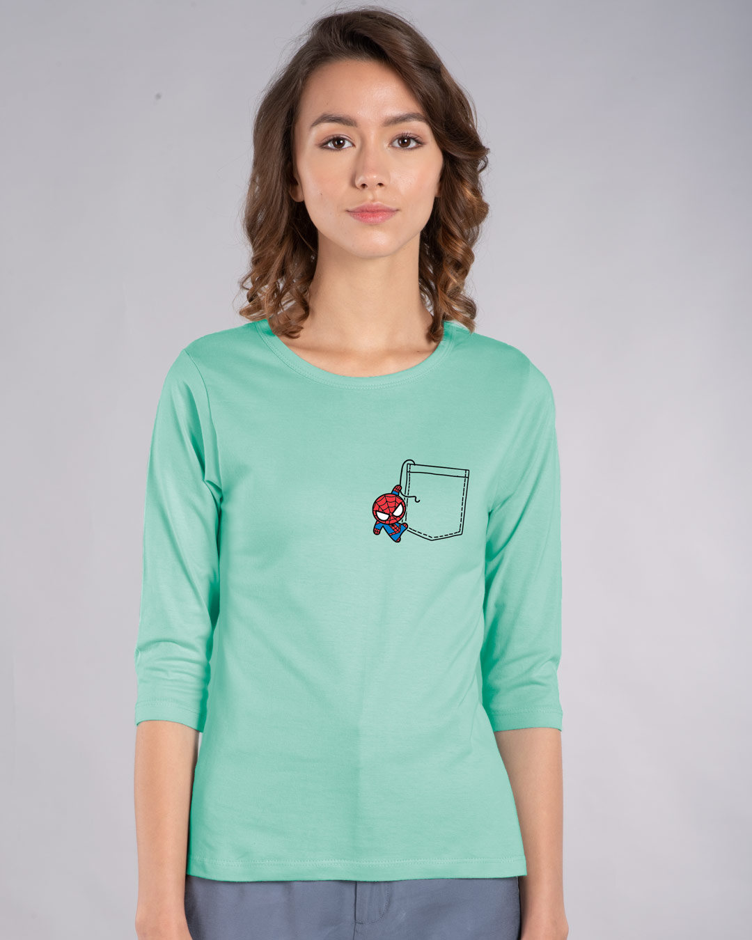 Shop Spidey Pocket Round Neck 3/4th Sleeve T-Shirt (AVL)-Back