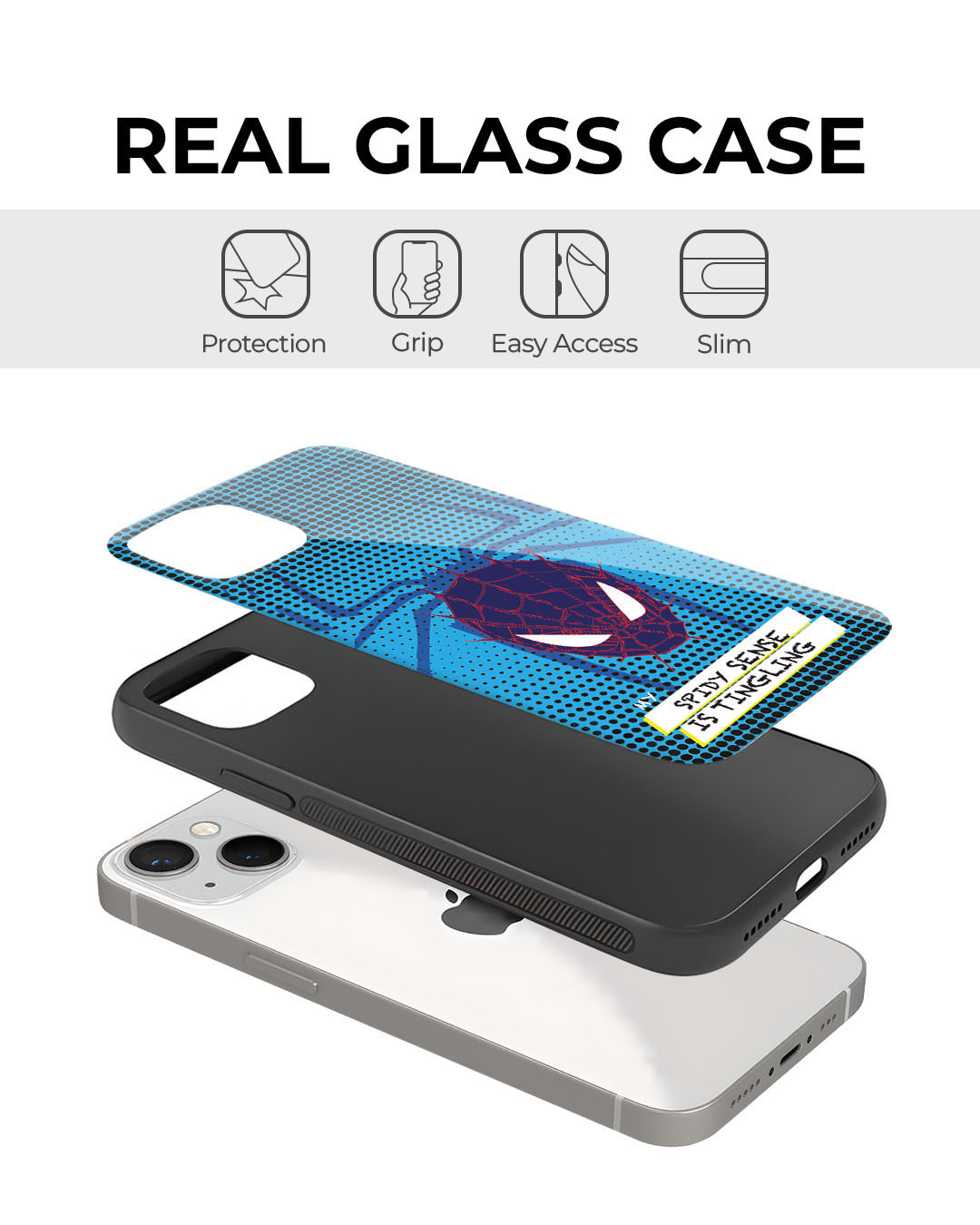 Shop Spidey Sense Premium Glass Cover for Apple iPhone 14-Back