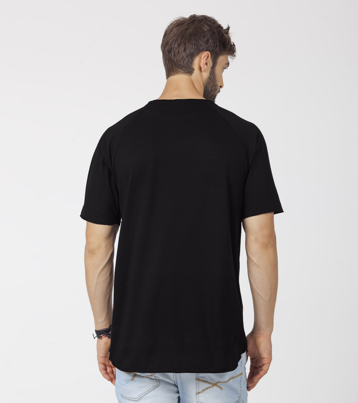 Shop Spirit Maintenance Half Sleeve Longline T-Shirt Black-Back