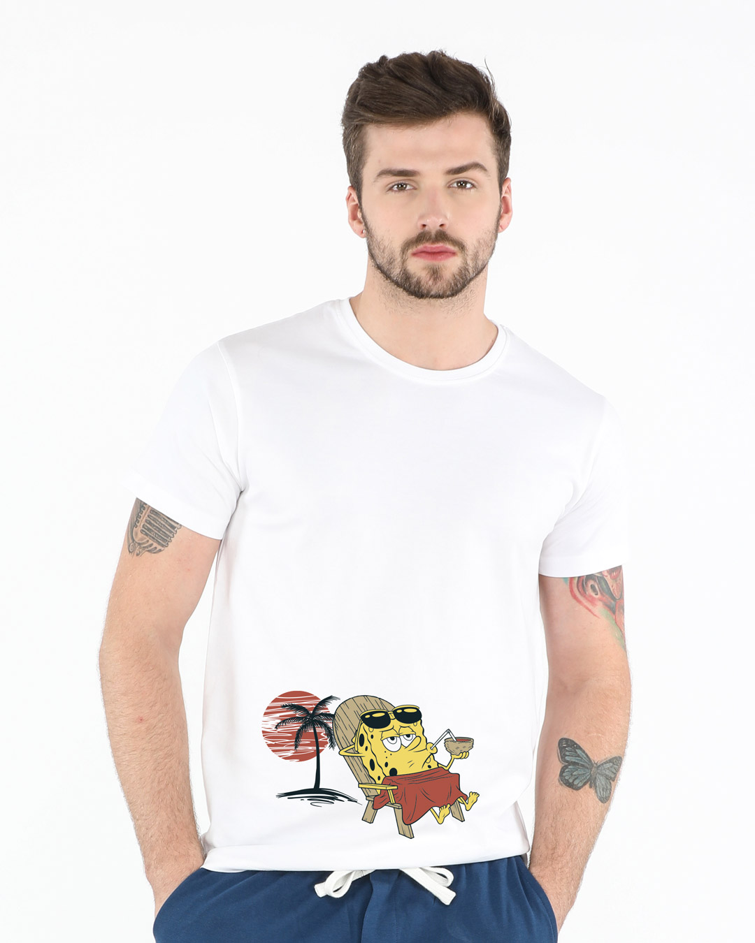 Shop Spongebob Beach Chilling Half Sleeve T-Shirt (SBL)-Back