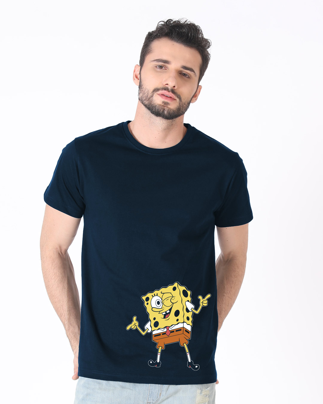 Shop Spongebob Whazzup Half Sleeve T-Shirt (SBL)-Back