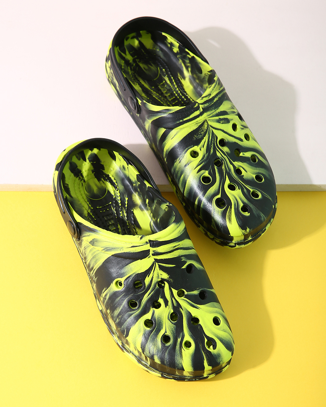 Shop Sporty Neon Green Men's Clog Sandals-Front