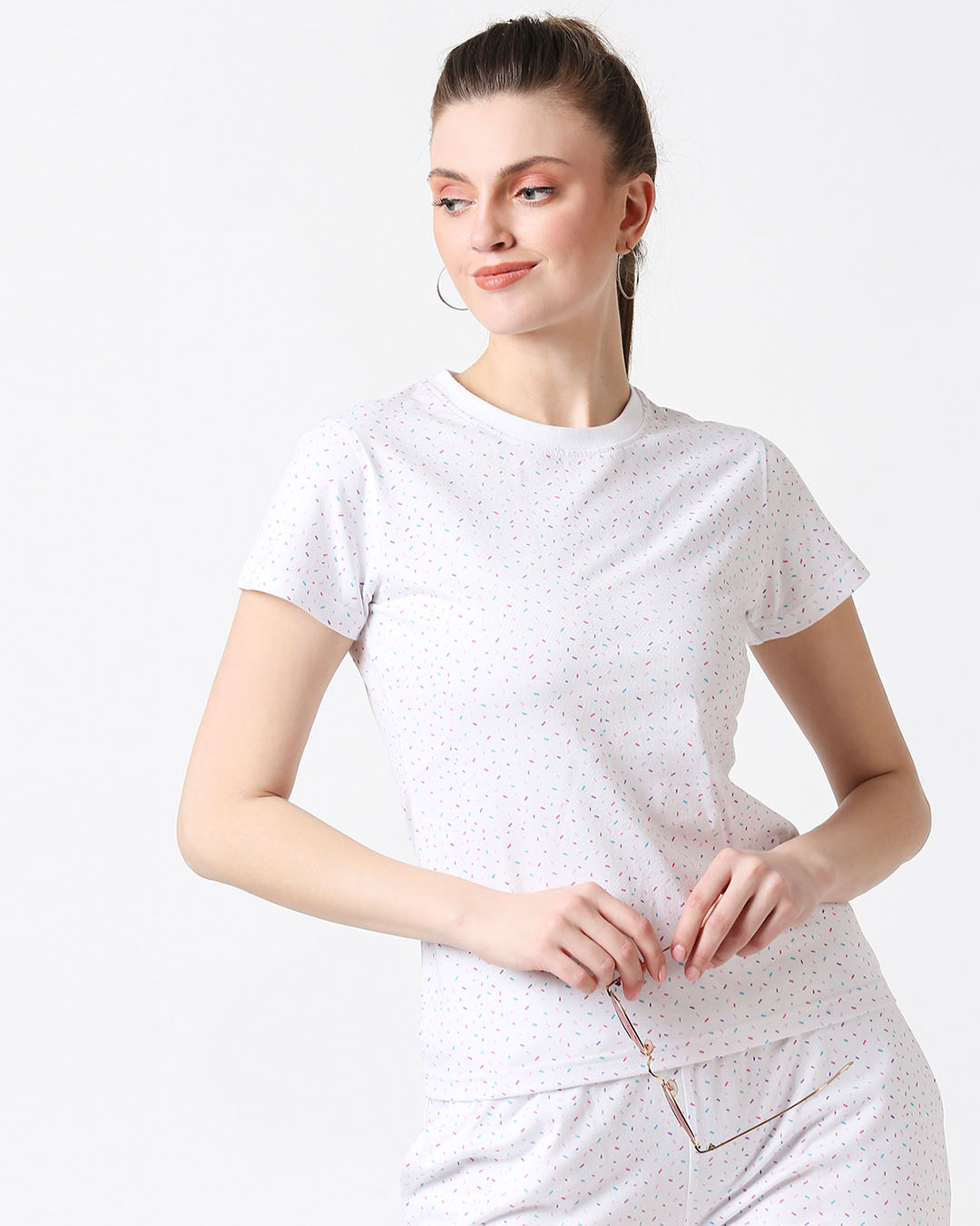 Shop Women's White Sprinkles AOP T-shirt-Back