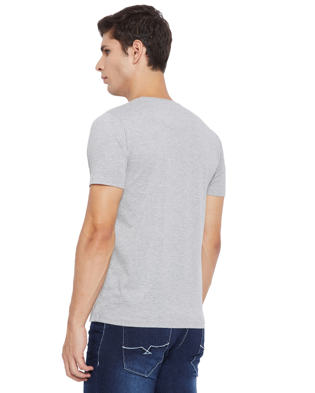 Shop Star Wars Round Neck Short Sleeves Graphic Print T Shirt   Grey-Back
