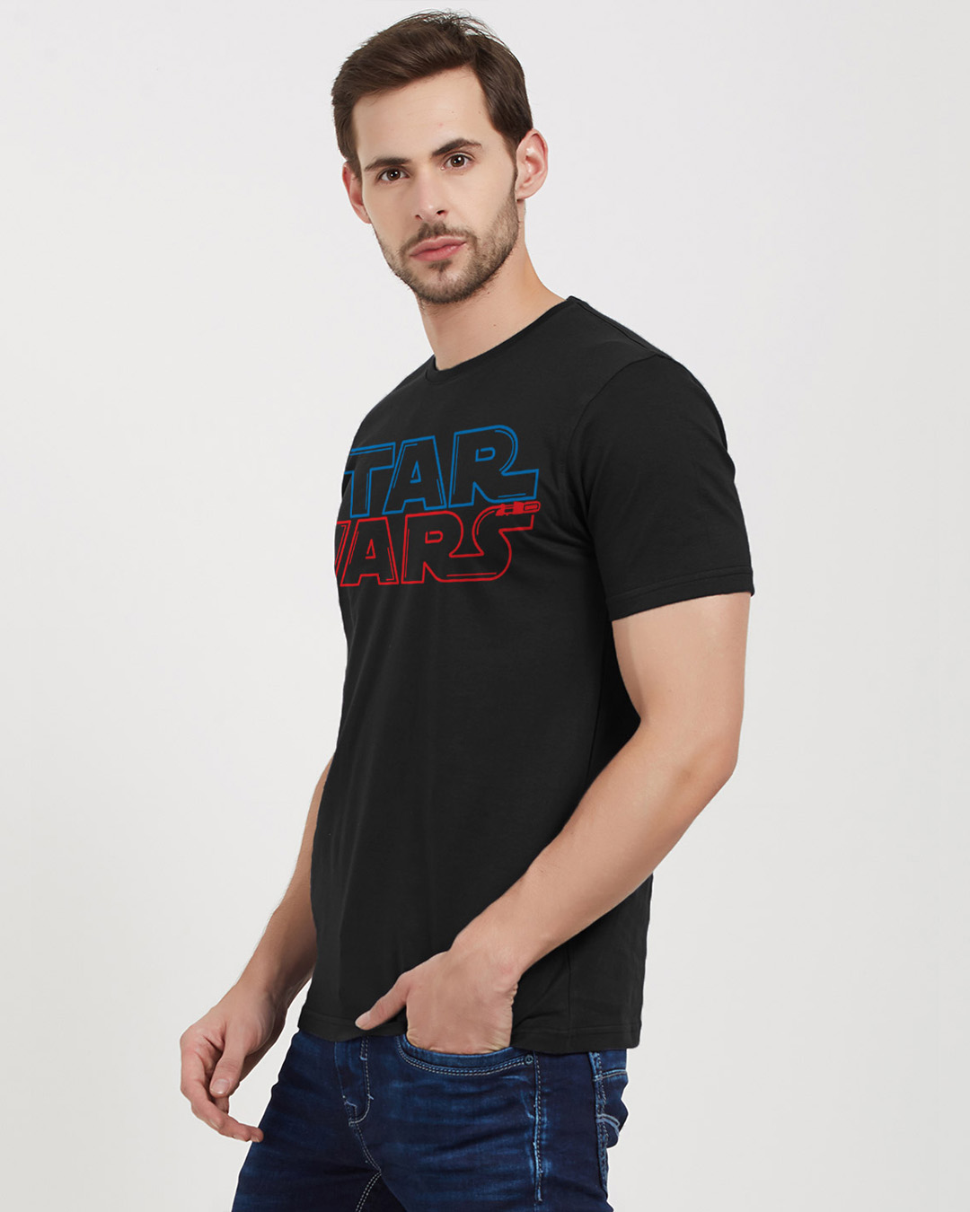 Shop Star Wars: Saber Logo Official Star Wars Cotton Half Sleeves T-Shirt-Back