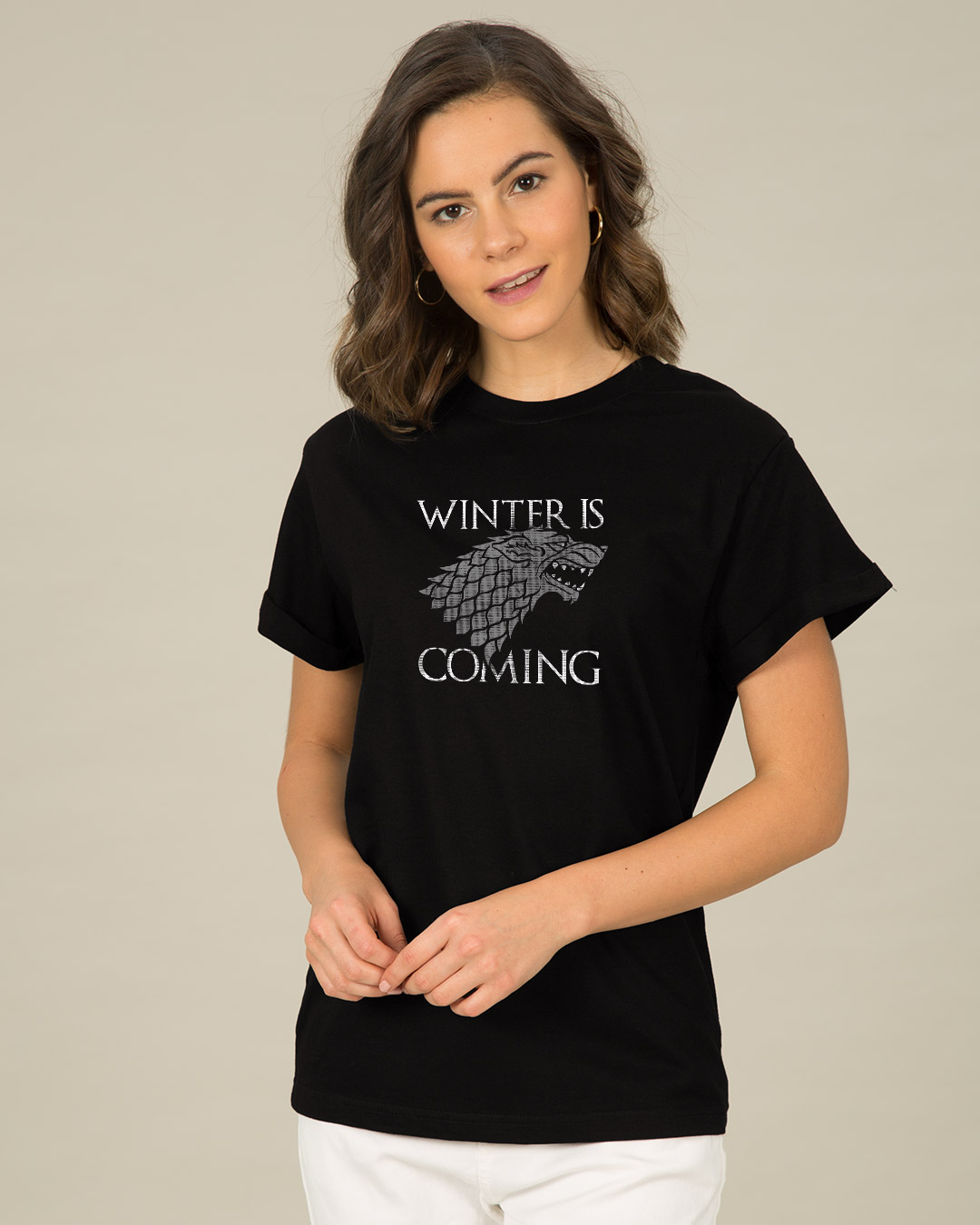 Shop Stark Winter Is Coming Boyfriend T-Shirt (GTL)-Back