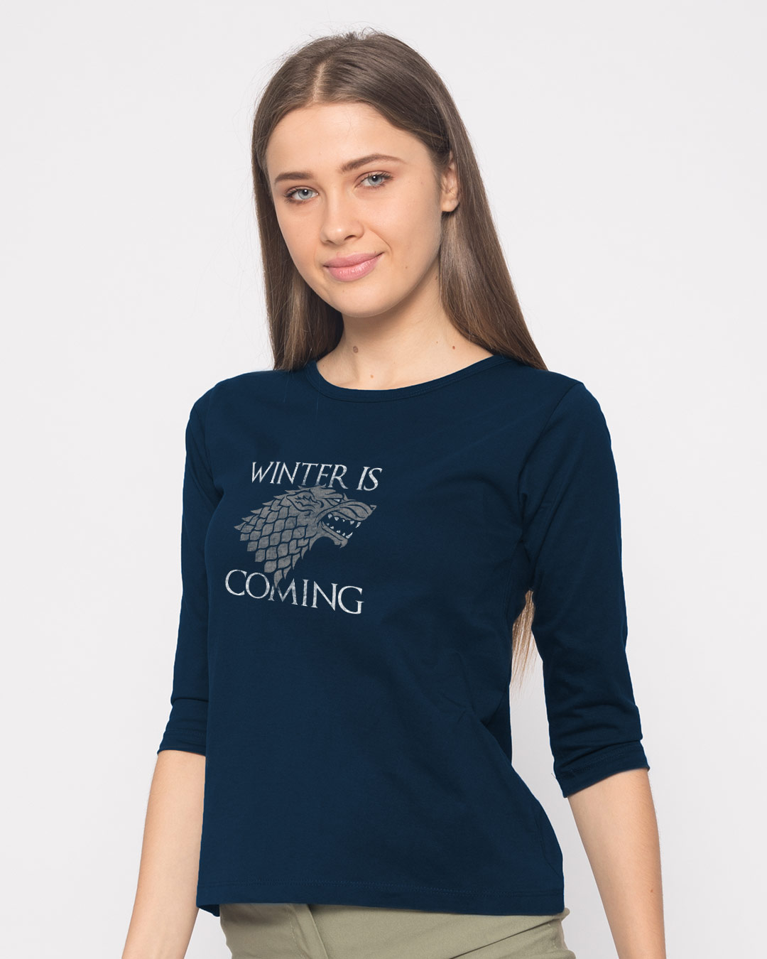 Shop Stark Winter Is Coming Round Neck 3/4th Sleeve T-Shirt (GTL)-Back