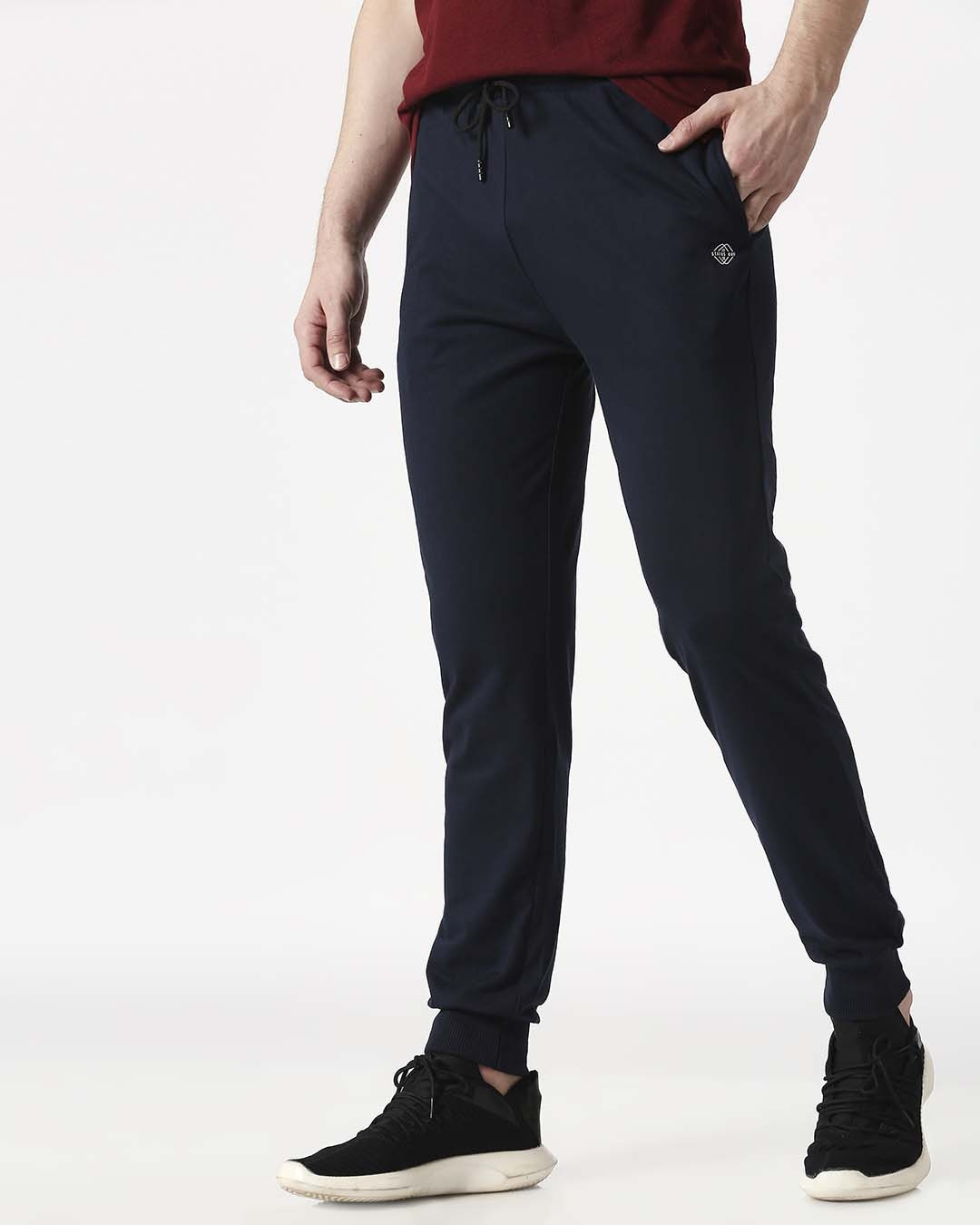 

Status Quo Men' Navy Joggers STATUS QUO Cotton Elasticated Joggers Bewakoof.com, Blue