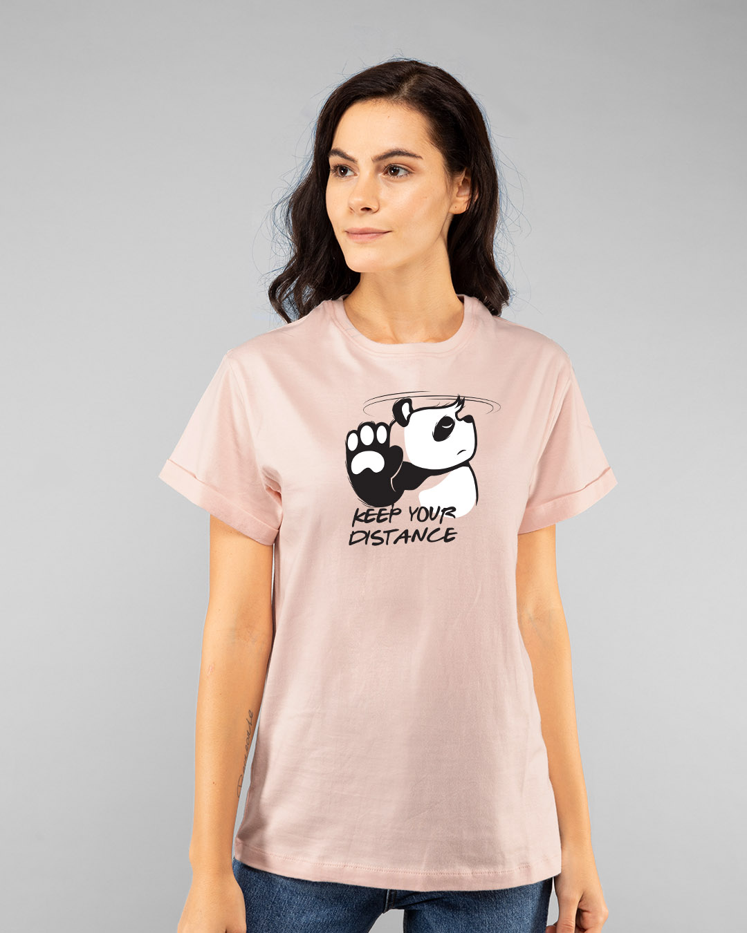 Shop Stay Away Panda Boyfriend T-Shirt-Back