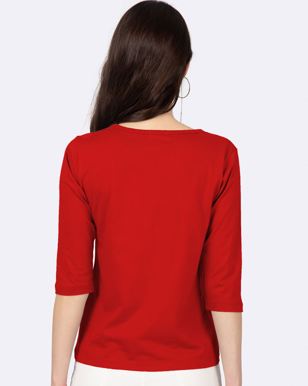 Shop Stay Classy Minnie Round Neck 3/4 Sleeve T-Shirt Bold Red (DL)-Back