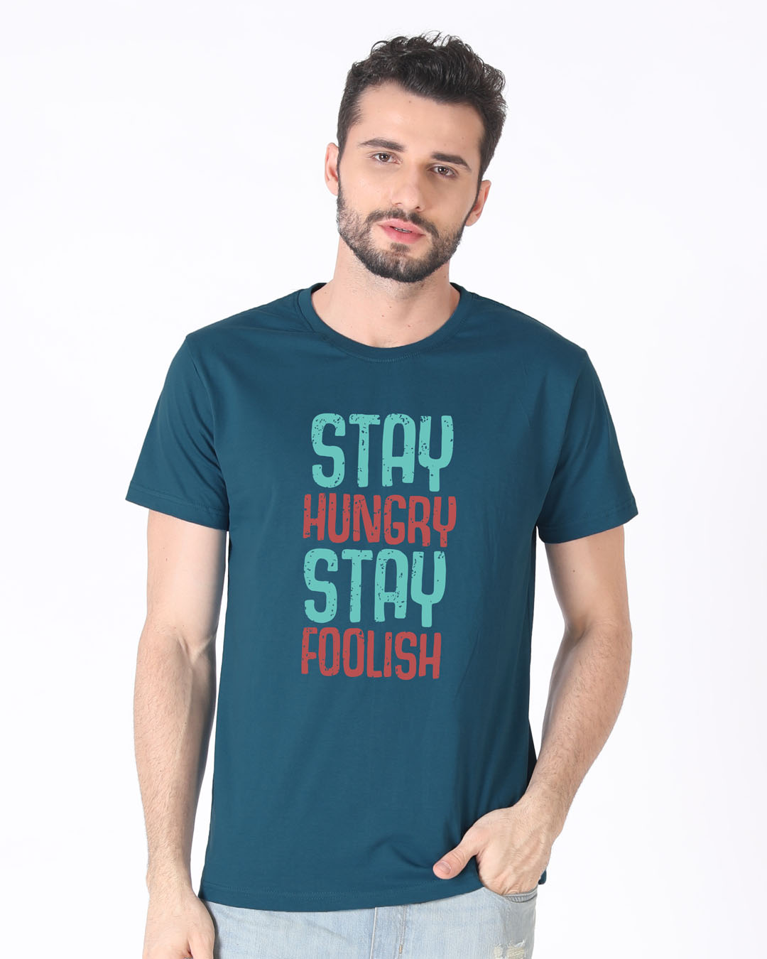 Shop Stay Foolish Half Sleeve T-Shirt-Back
