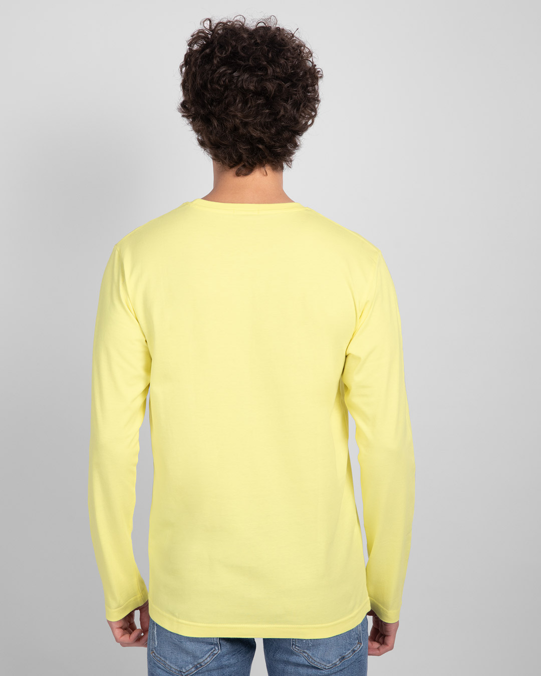 Shop Stay Home And Chill Full Sleeve T-Shirt Pastel Yellow-Back