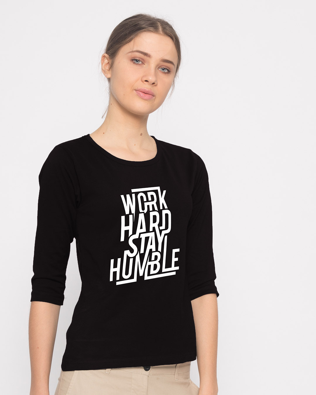 Shop Stay Humble Round Neck 3/4th Sleeve T-Shirt-Back