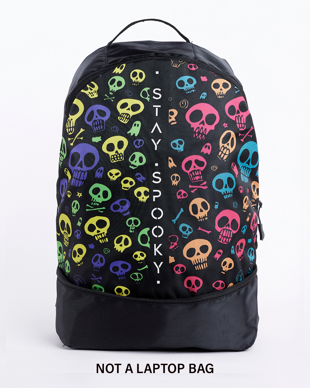Shop Unisex Black Stay Spooky Graphic Printed Small Backpack-Back