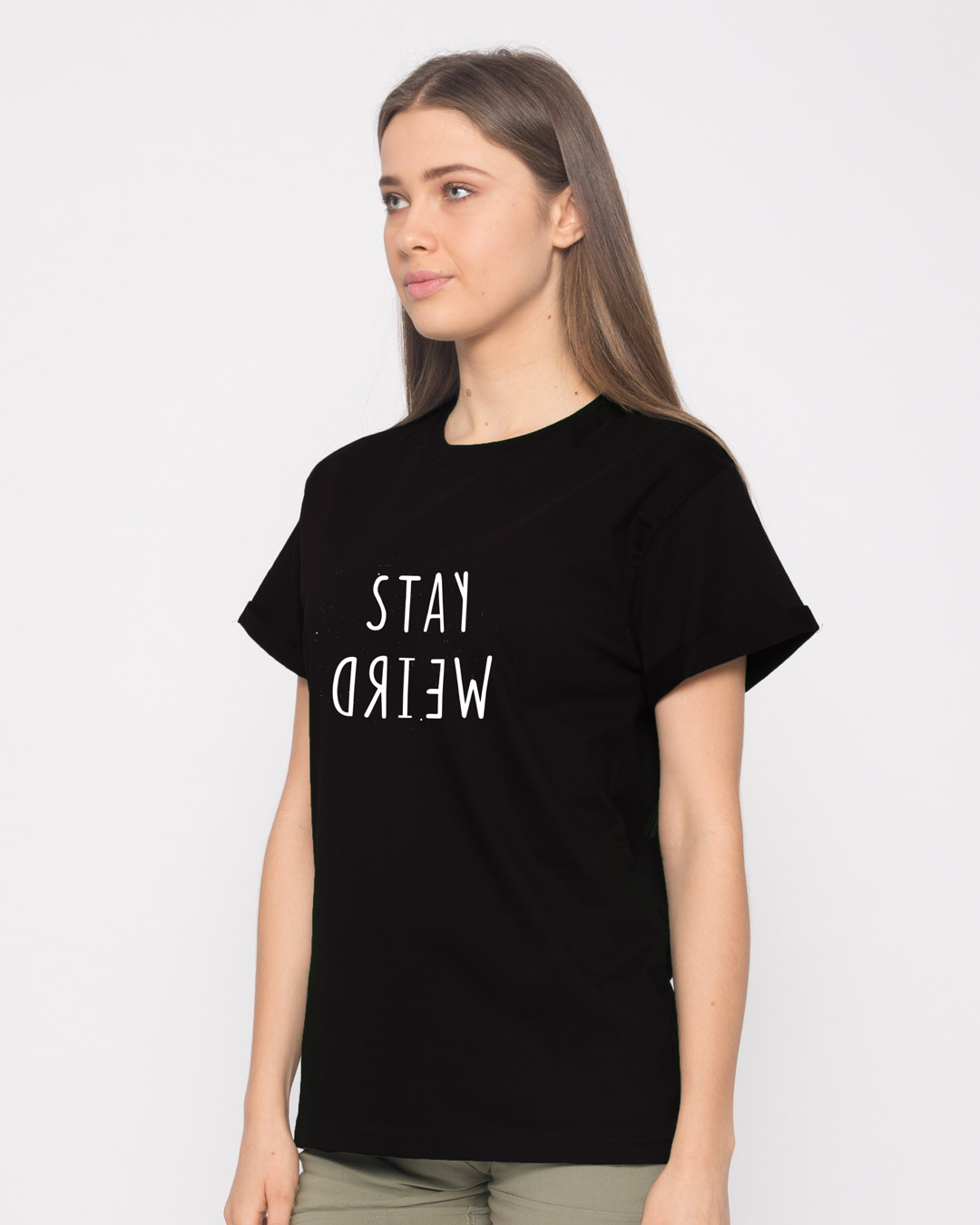 Shop Stay Weird Boyfriend T-Shirt-Back