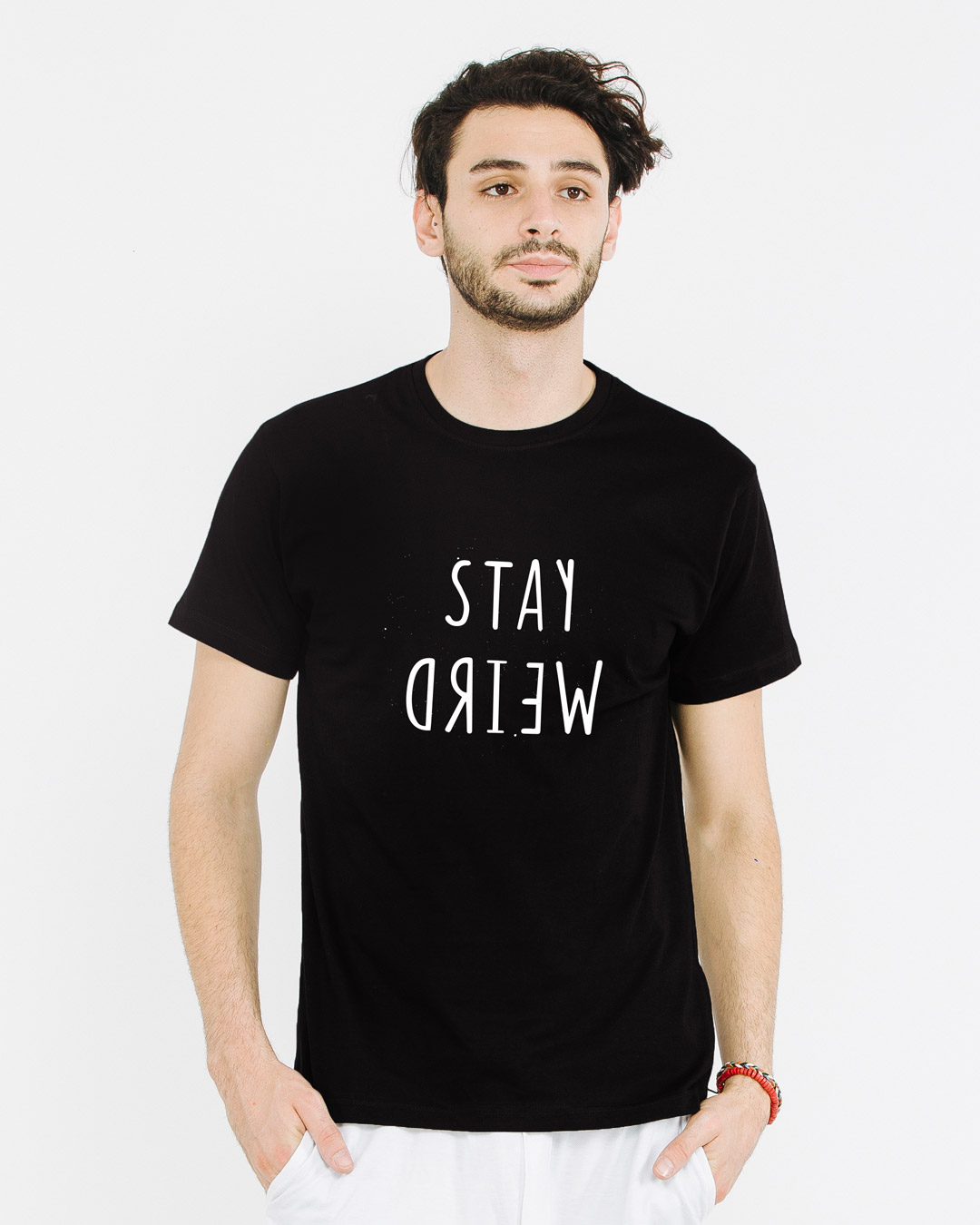 Shop Stay Weird Half Sleeve T-Shirt-Back
