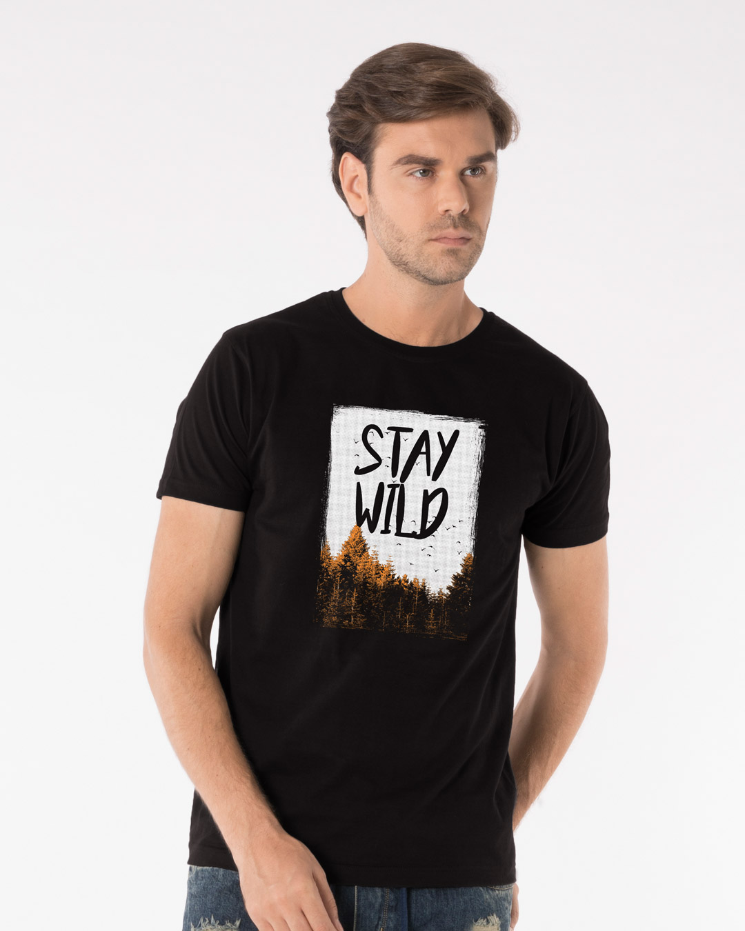 Shop Stay Wild Halftone Half Sleeve T-Shirt-Back