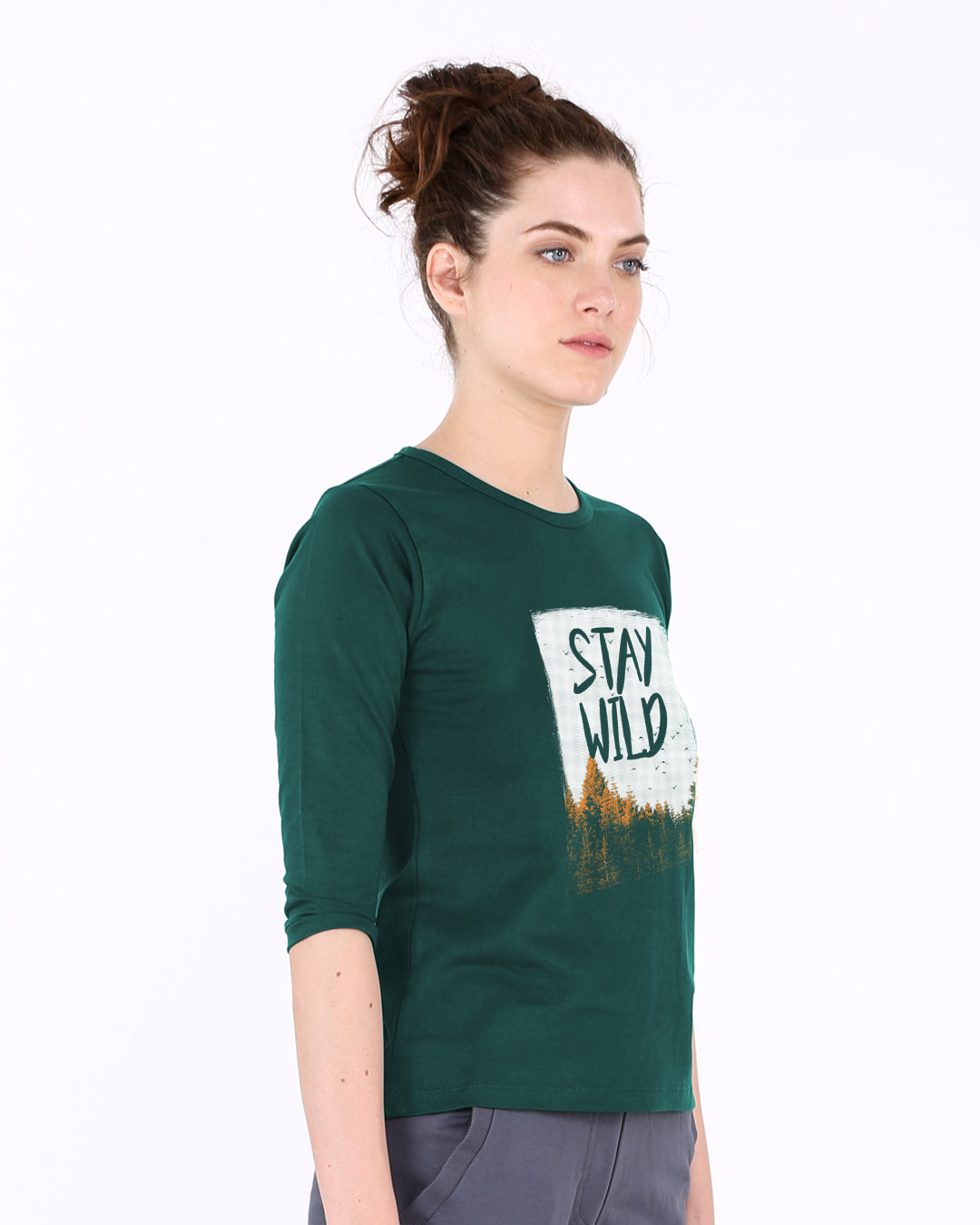 Shop Stay Wild Halftone Round Neck 3/4th Sleeve T-Shirt-Back