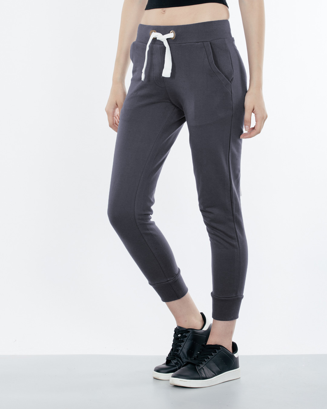 Shop Stone Grey Fleece Joggers-Back